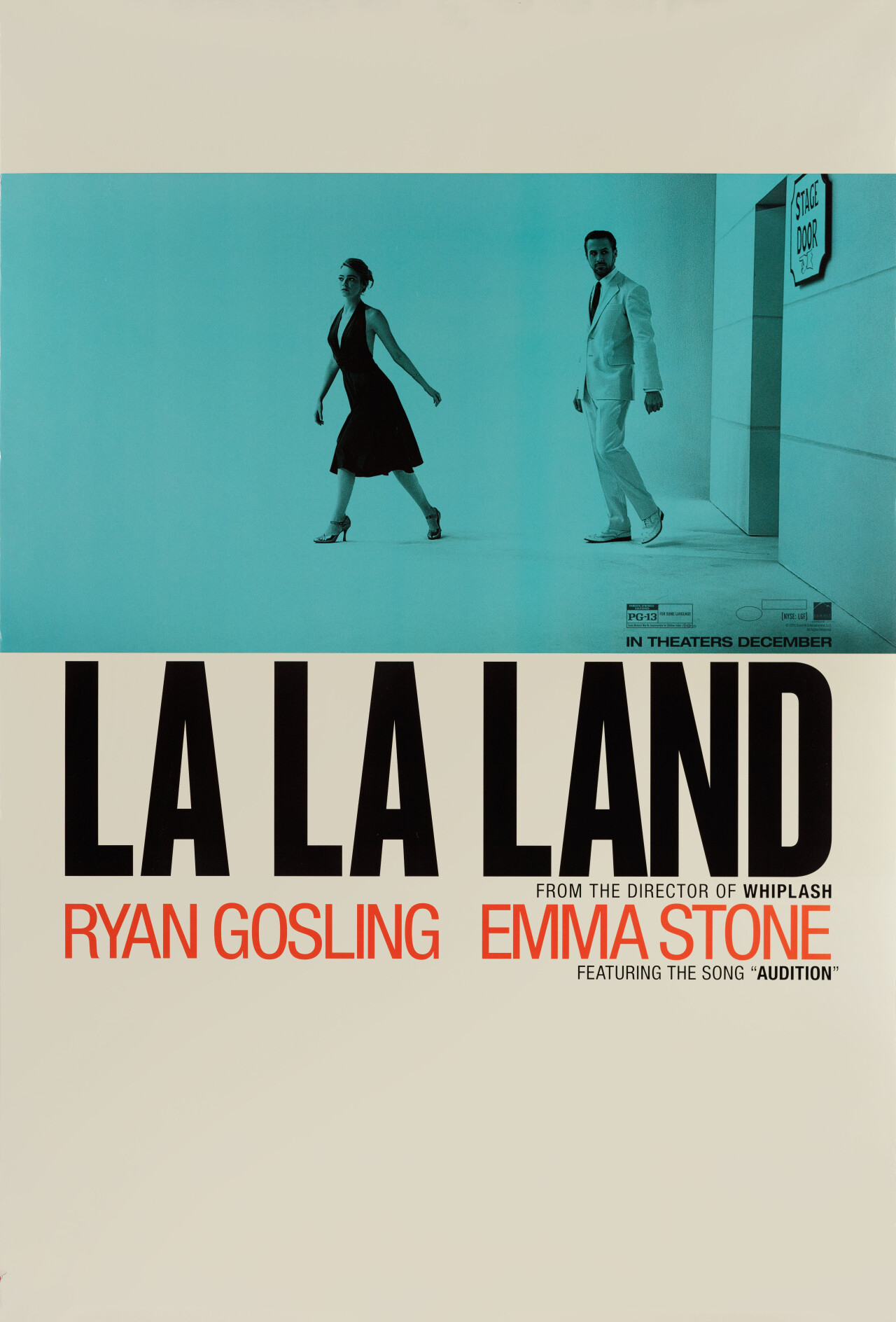 Ла Ла Ленд (La La Land, 2016), режиссёр Дэмиен Шазель, минималистичный постер к фильму (США, 2016 год)