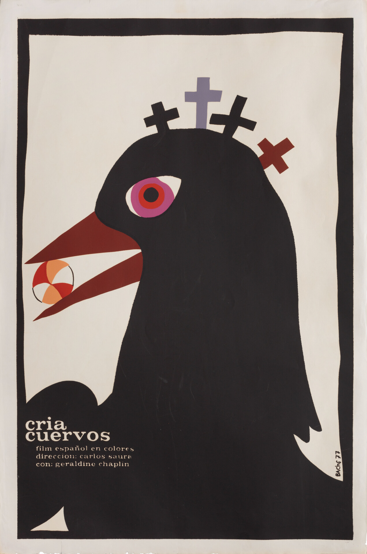 Выкорми ворона (Cria Cuervos, 1976), режиссёр Карлос Саура, кубинский постер к фильму, автор Эдуардо Муньос Бахс (графический дизайн, 1977 год)
