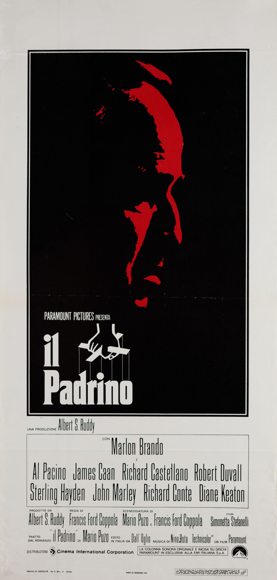 Крестный отец (The Godfather, 1972), режиссёр Фрэнсис Форд Коппола, итальянский постер к фильму (графический дизайн, 1970 год)