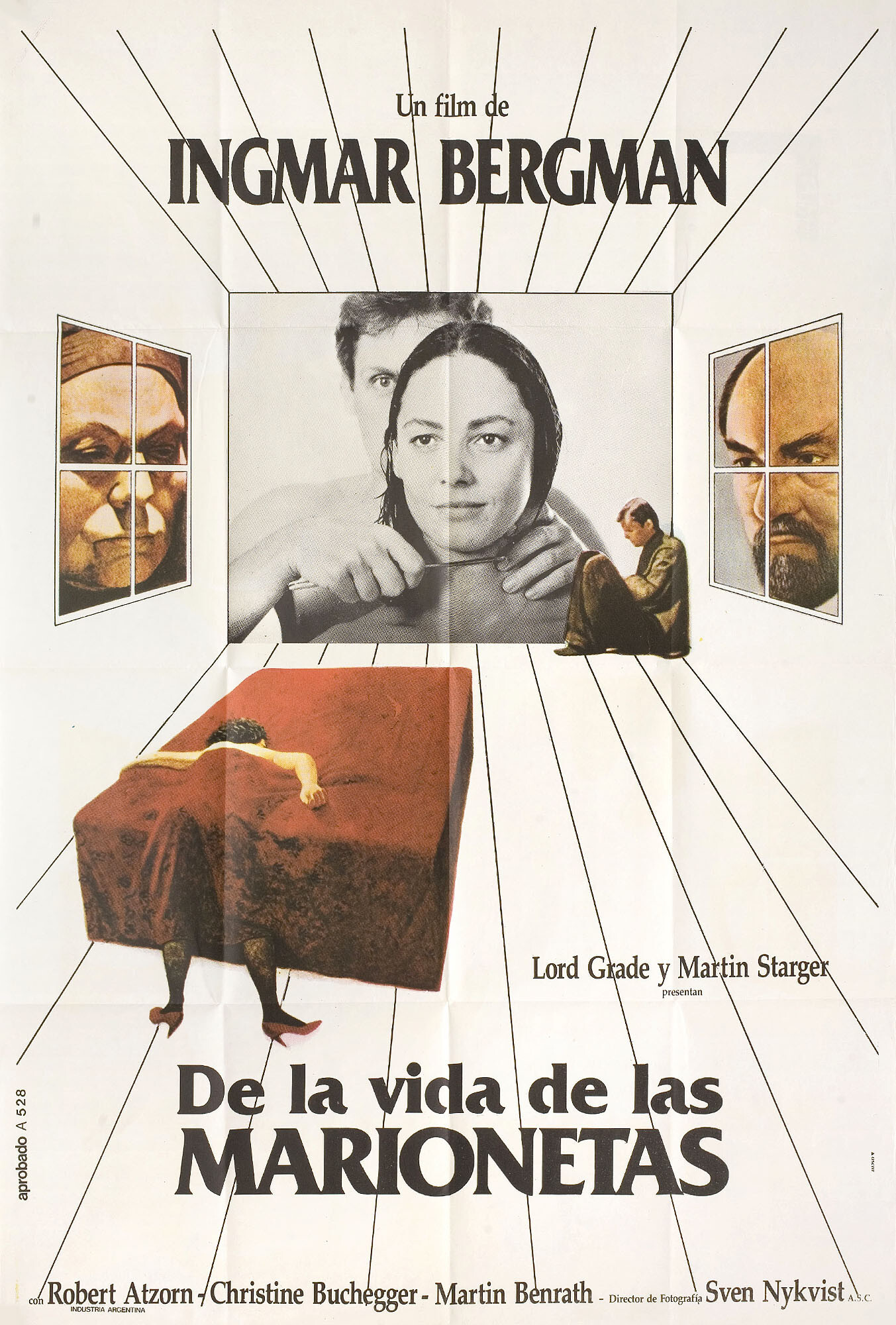 Из жизни марионеток (From the Life of the Marionettes, 1980), режиссёр Ингмар Бергман, аргентинский постер к фильму (графический дизайн, 1980 год)