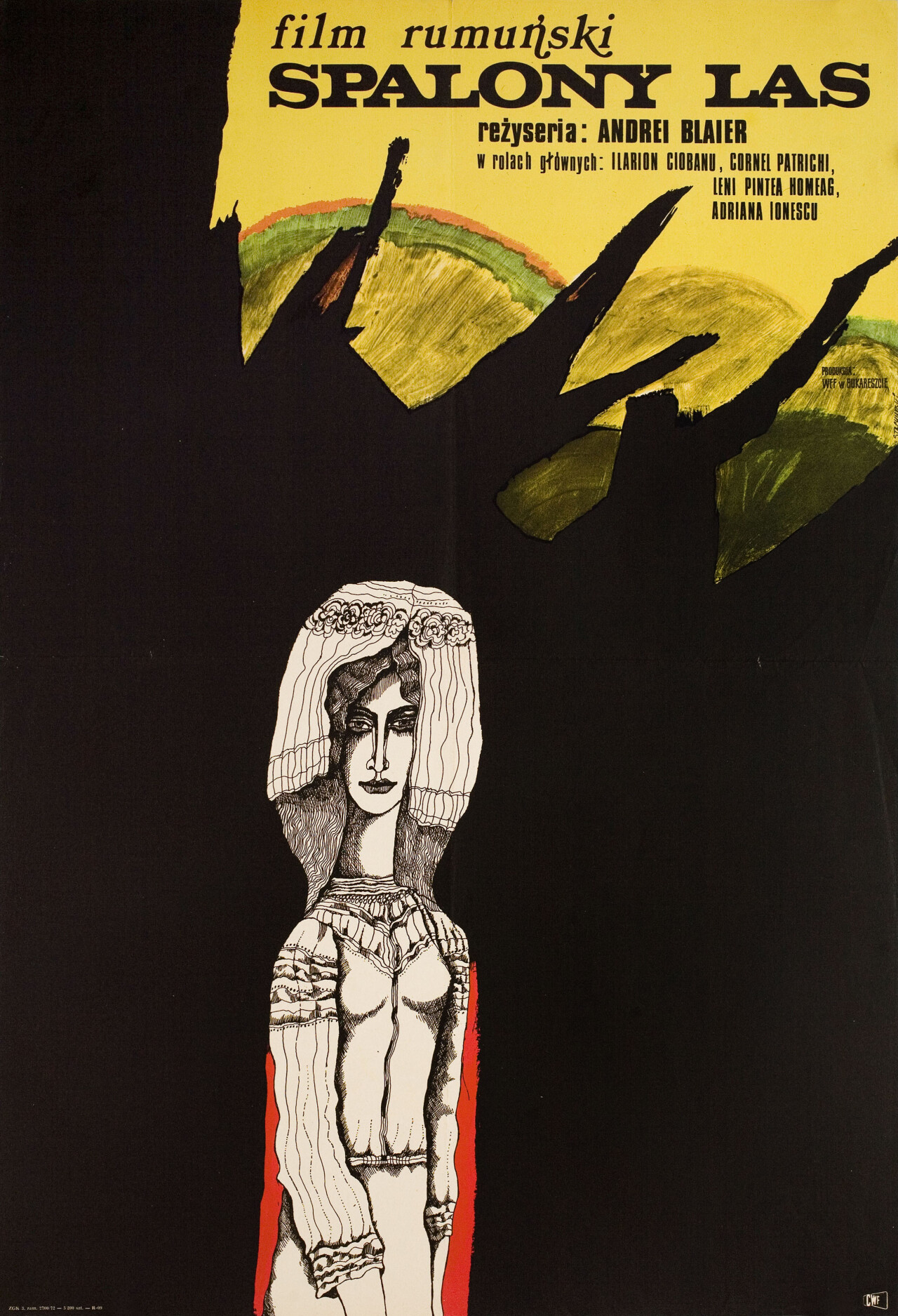 Потерянный лес (The Lost Forest, 1972), режиссёр Андрей Блайер, минималистичный постер к фильму (Польша, 1972 год), автор Мариан Стачурски