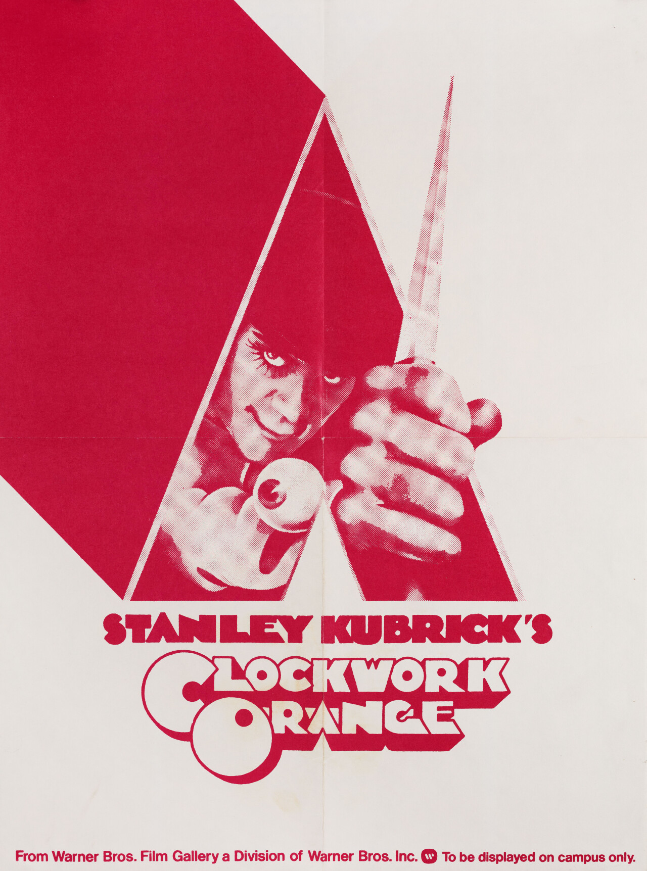 Заводной апельсин (A Clockwork Orange, 1971), режиссёр Стэнли Кубрик, американский постер к фильму (графический дизайн, 1972 год)