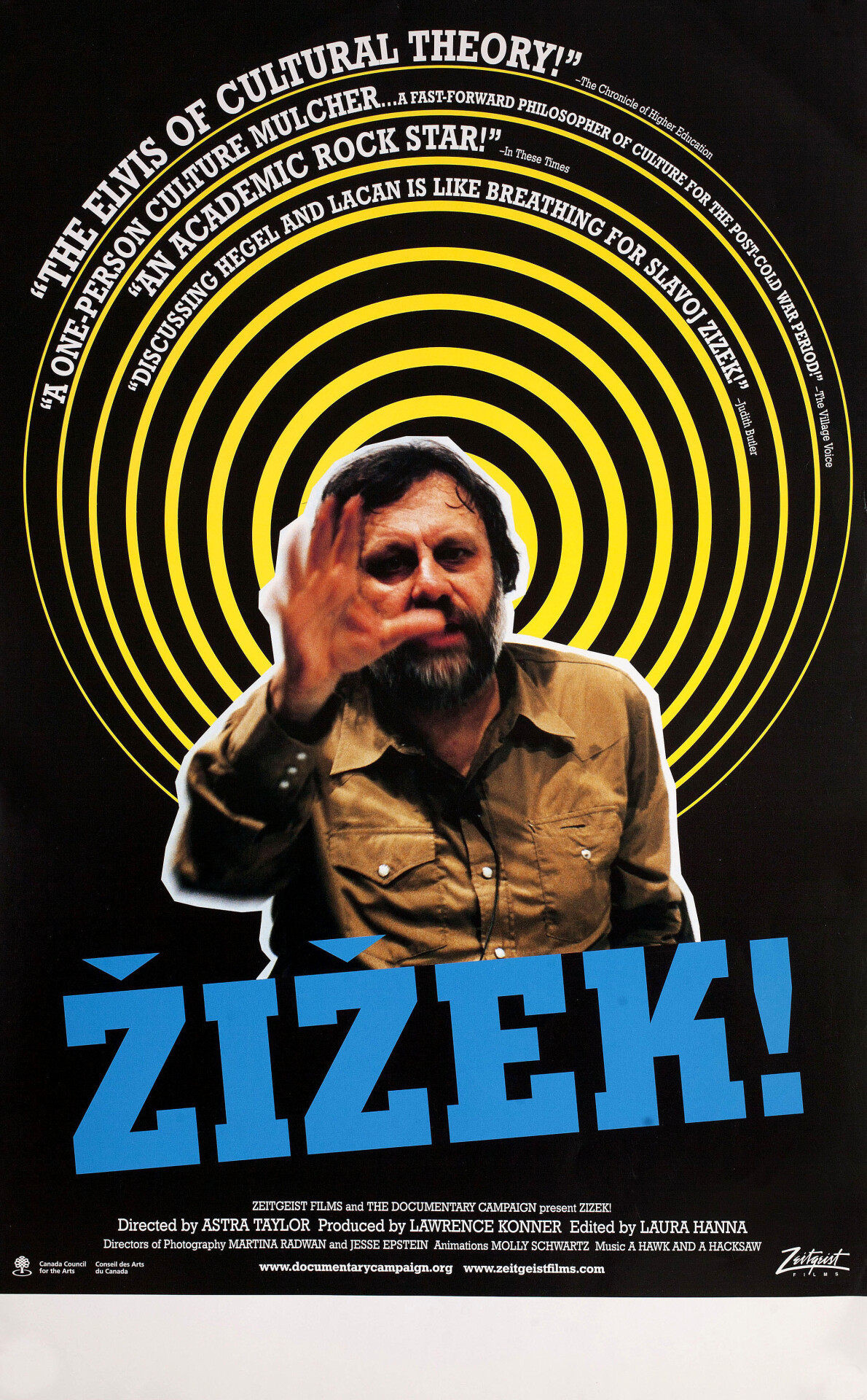 Жижек! (Zizek!, 2005), режиссёр Астра Тейлор, американский постер к фильму, автор Адриан Карри (графический дизайн, 2005 год)