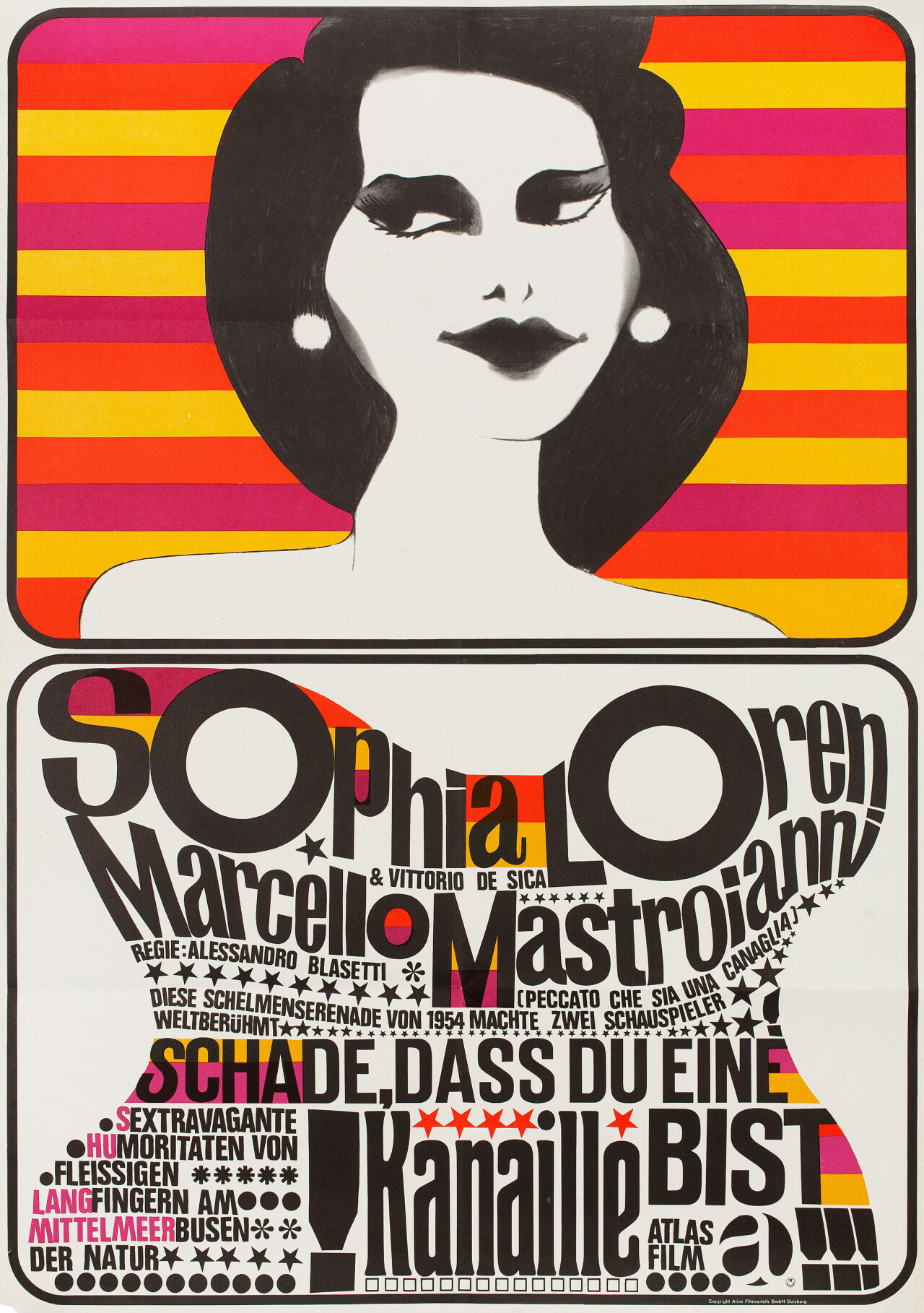 Жаль, что ты каналья (Too Bad Shes Bad, 1955), режиссёр Алессандро Блазетти, немецкий (ФРГ) постер к фильму, автор Хайнц Эдельманн (графический дизайн, 1961 год)