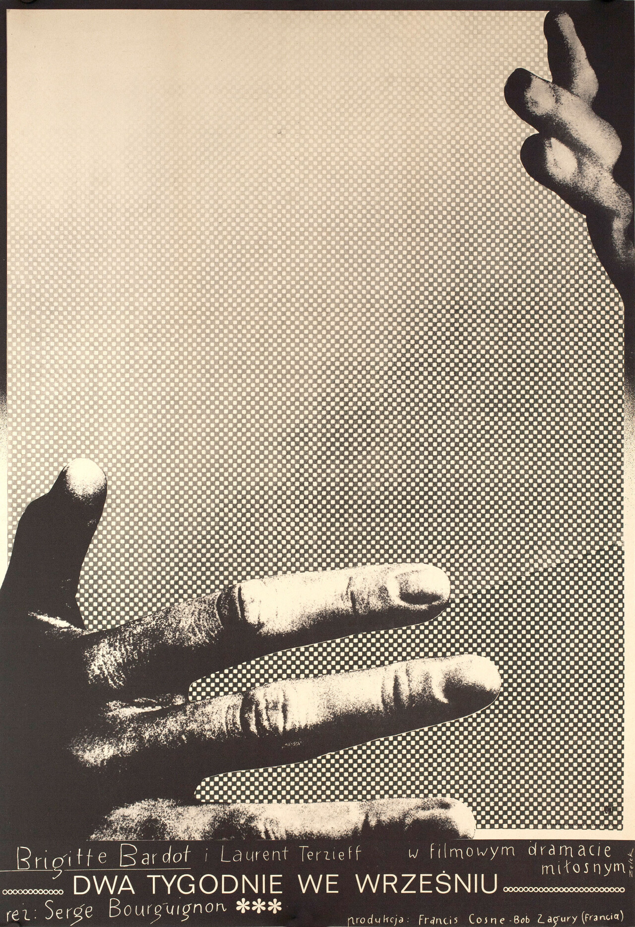 Две недели в сентябре (A coeur joie, 1967), режиссёр Серж Бургиньон, минималистичный постер к фильму (Польша, 1967 год), автор Бронислав Зелек