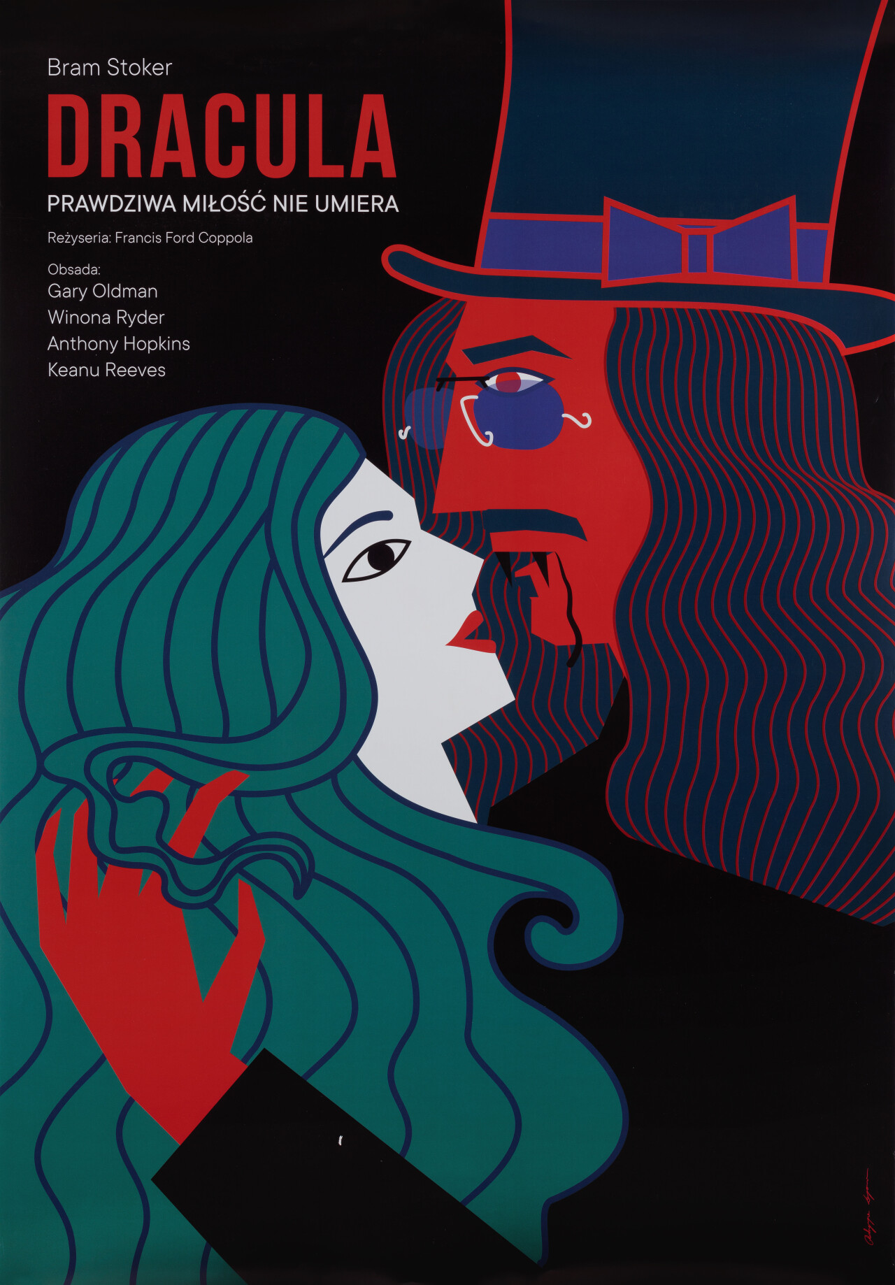 Дракула (Dracula, 1992), режиссёр Фрэнсис Форд Коппола, польский постер к фильму, автор Патриция Лонгава (графический дизайн, 2019 год)