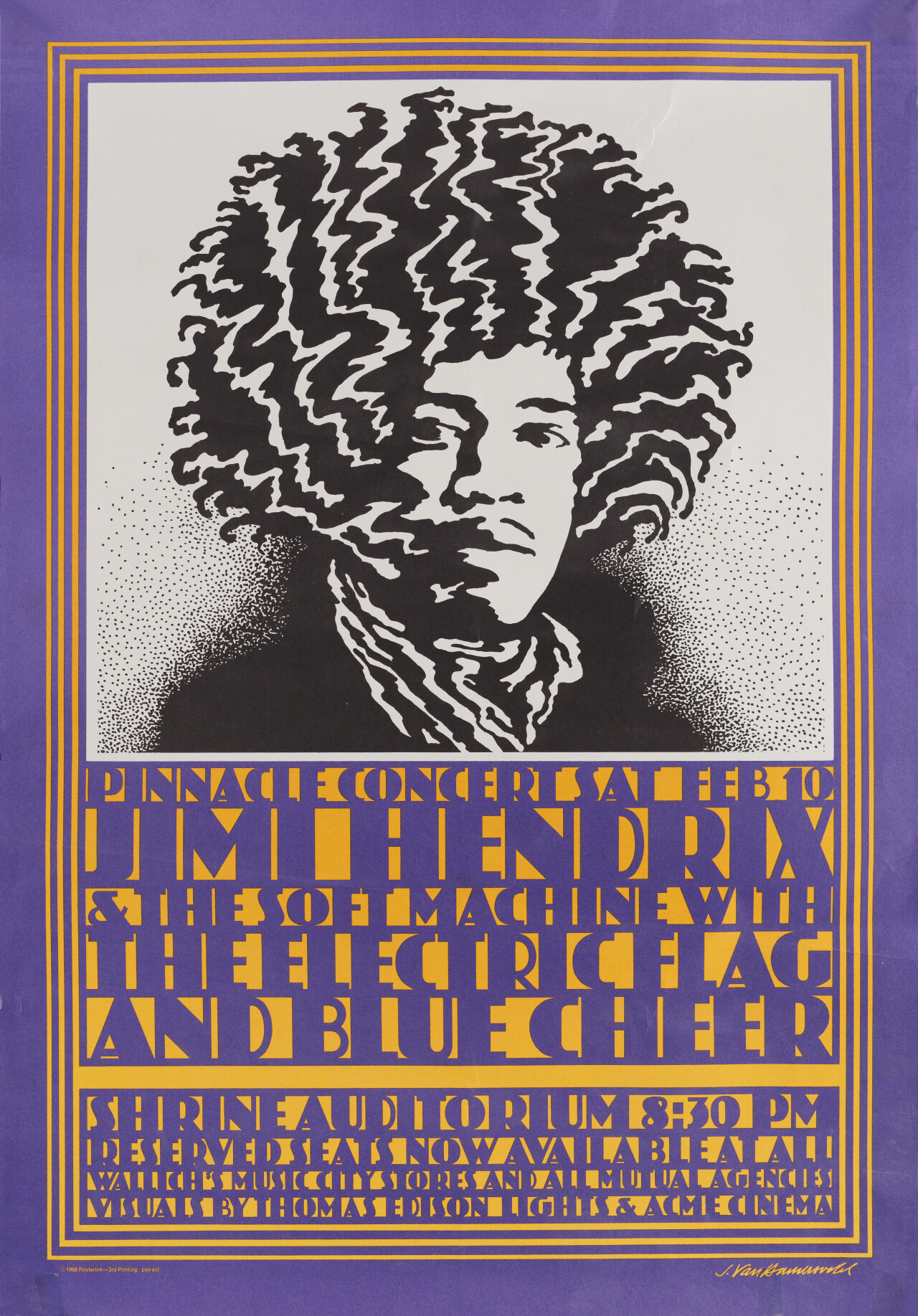 Джими Хендрикс, американский постер, автор Джон Ван Хамерсвелд (графический дизайн, 1968 год)