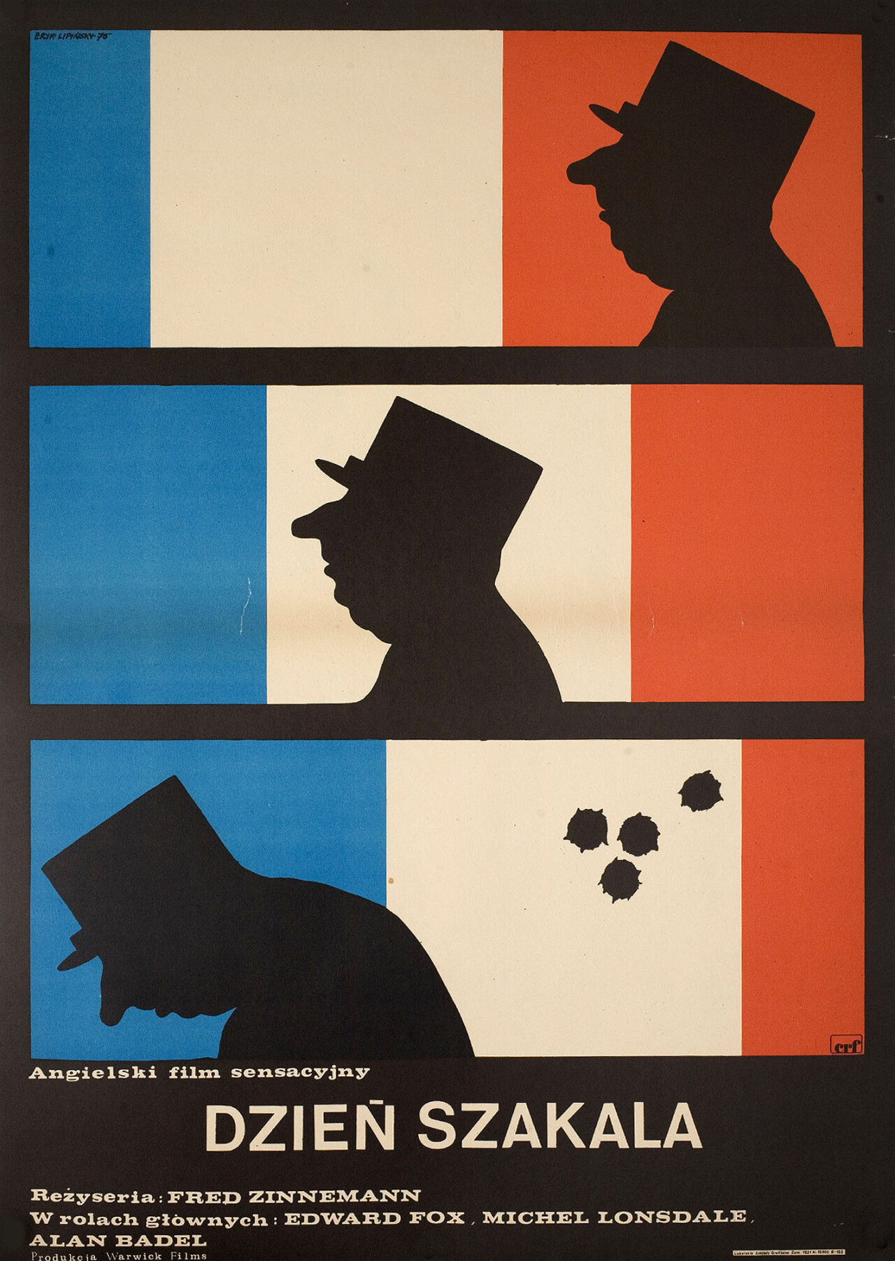 День Шакала (The Day of the Jackal, 1973), режиссёр Фред Циннеманн, польский постер к фильму, автор Эрик Липински (графический дизайн, 1975 год)