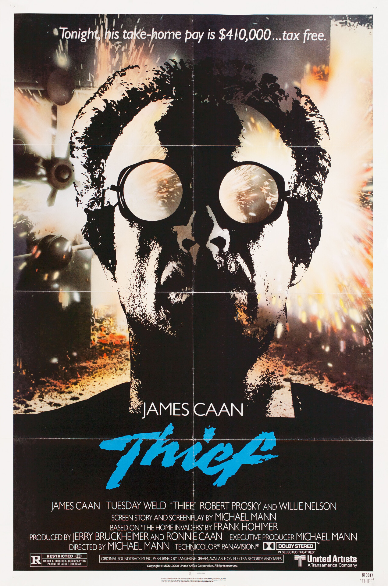 Вор (Thief, 1981), режиссёр Майкл Манн, американский постер к фильму (графический дизайн, 1981 год)