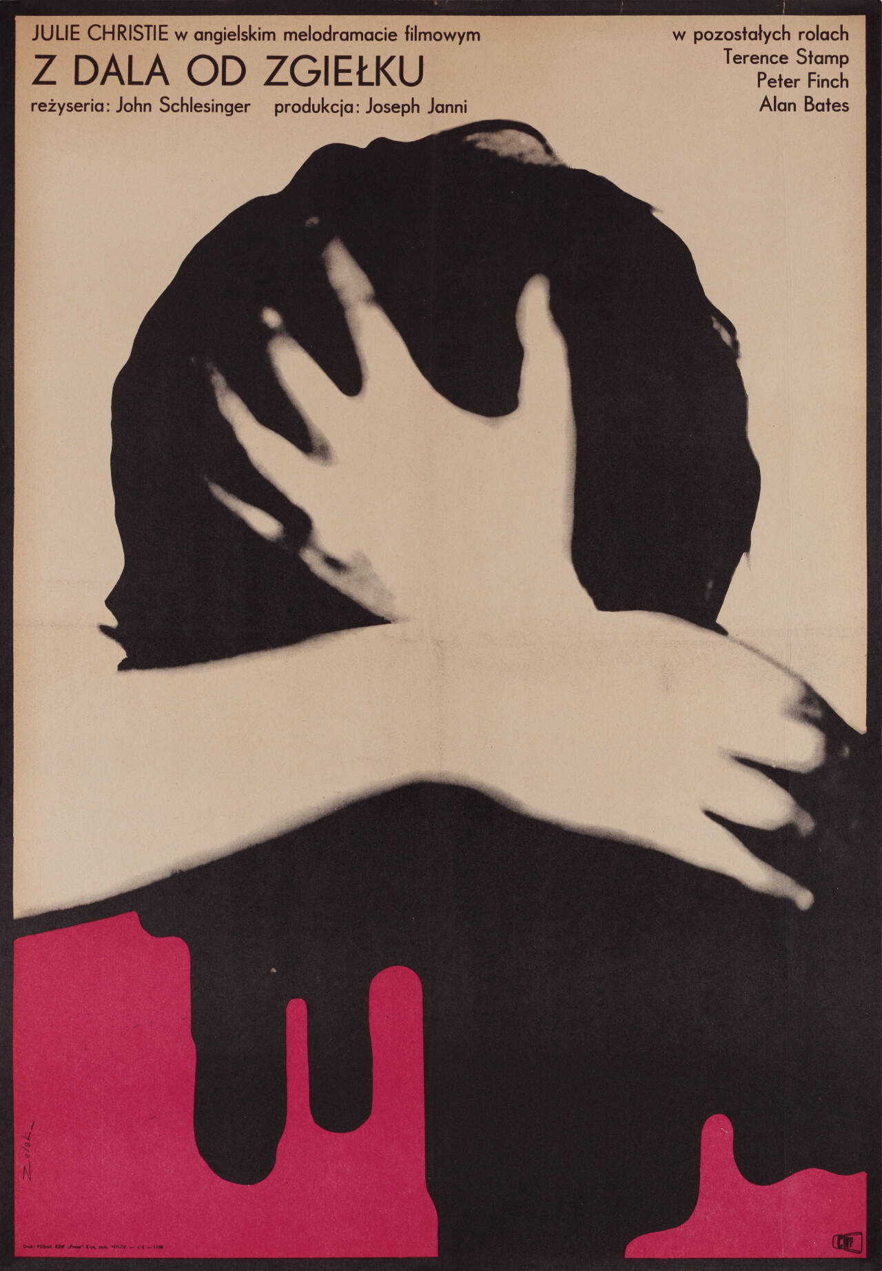 Вдали от безумной толпы (Far from the Madding Crowd, 1967), режиссёр Джон Шлезингер, польский постер к фильму, автор Бронислав Зелек (графический дизайн, 1967 год)