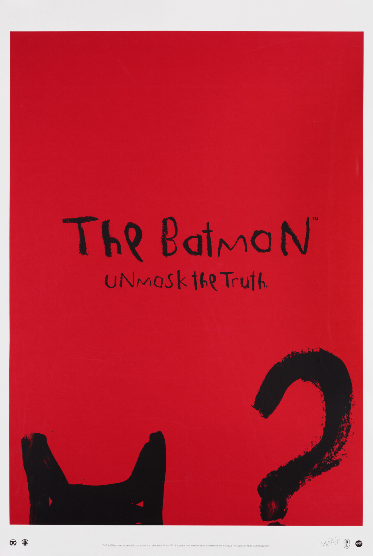 Бэтмен (The Batman, 2022), режиссёр Мэтт Ривз, минималистичный постер к фильму (США, 2022 год), автор Акико Стеренбергер