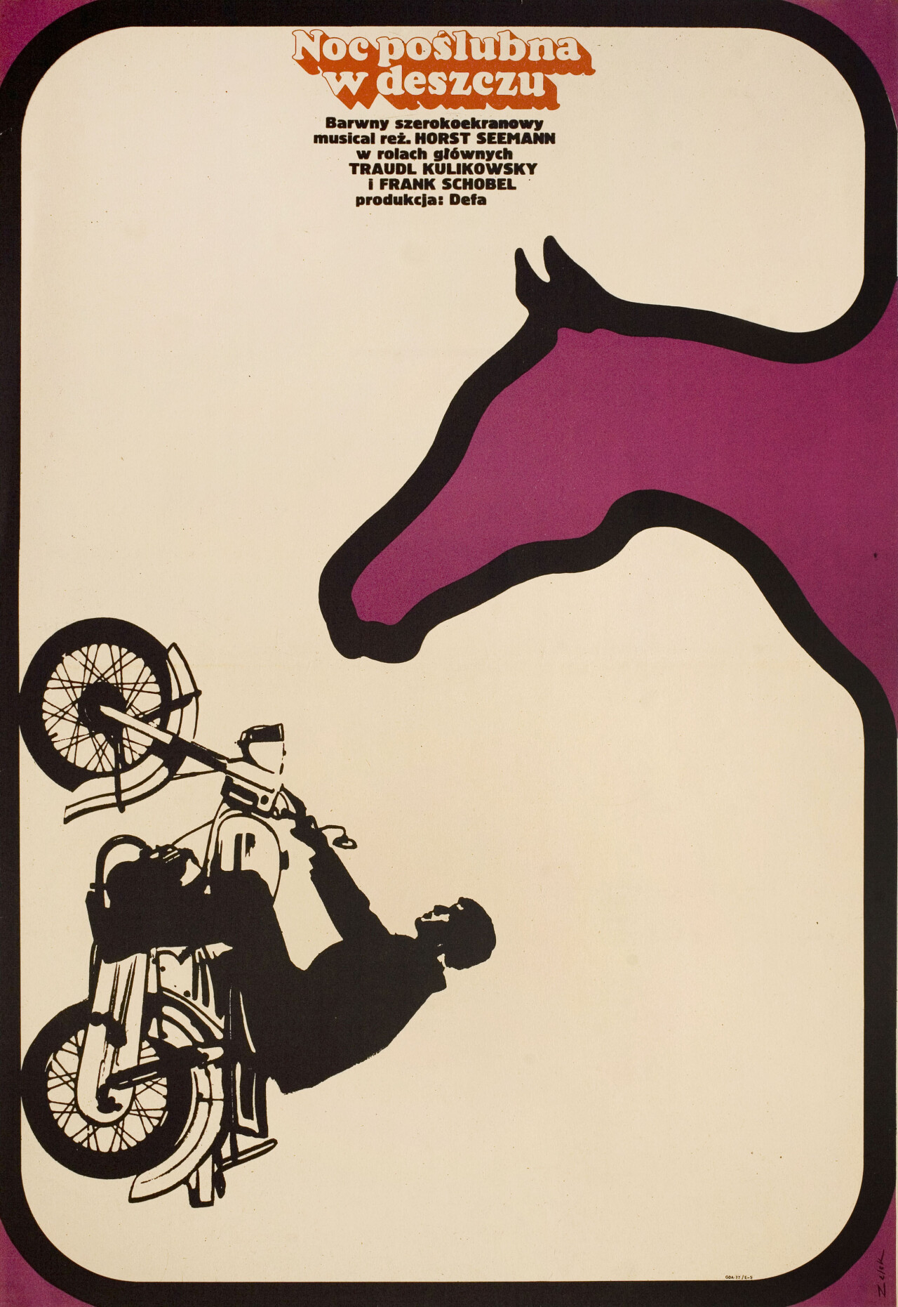 Свадебная ночь под дождем (Wedding Night in the Rain, 1967), режиссёр Хорст Зееман, польский постер к фильму, автор Бронислав Зелек (графический дизайн, 1970 год)