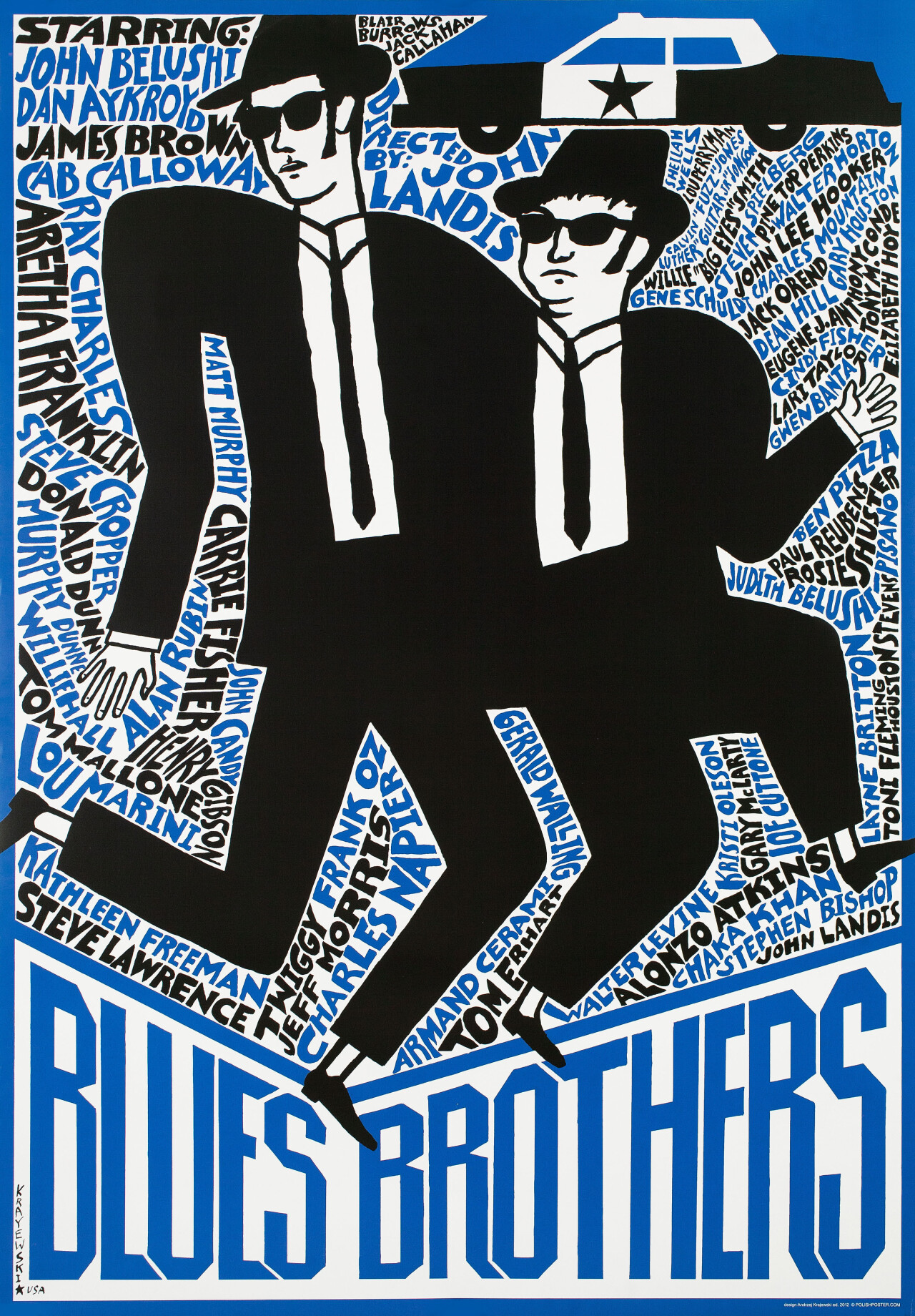 Братья Блюз (The Blues Brothers, 1980), режиссёр Джон Лэндис, польский постер к фильму, автор Анджей Краевский (графический дизайн, 2012 год)