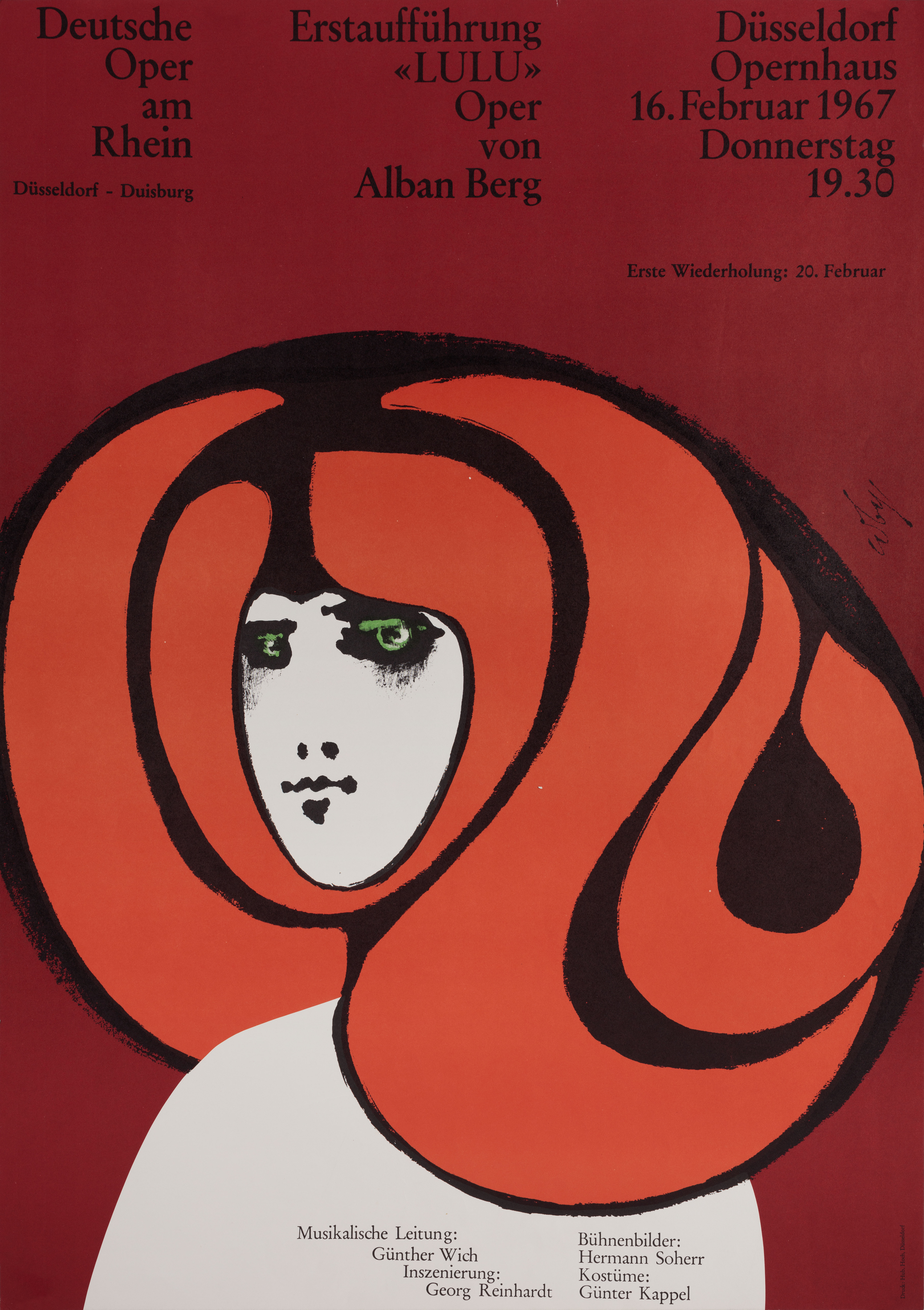 Лулу, (Lulu) опера, Альбан Берг, немецкий (ФРГ) постер к фильму (графический дизайн, 1967 год)