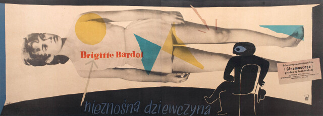 Строптивая девчонка, (Cette sacrée gamine 1956), режиссёр Мишель Буарон, польский постер к фильму, автор Войцех Замечник (графический дизайн, 1956 год)
