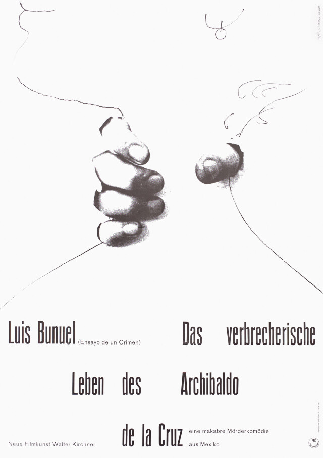 Попытка преступления, (Ensayo de un crimen 1955), режиссёр Луис Бунюэль, немецкий (ФРГ) постер к фильму, автор Ханс Хиллманн (графический дизайн, 1960 год)