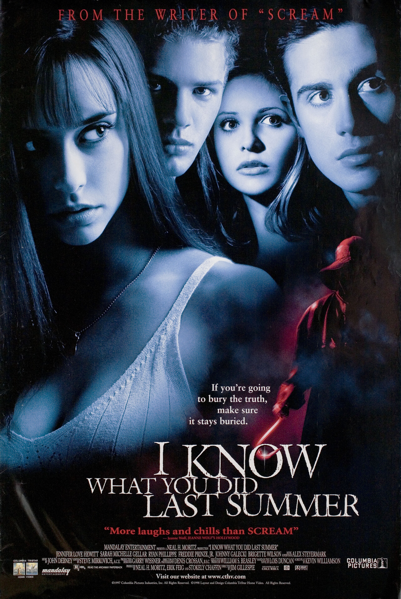 Я знаю, что вы сделали прошлым летом (I Know What You Did Last Summer, 1997), режиссёр Джим Гиллеспи, американский постер к фильму (ужасы, 1997 год)