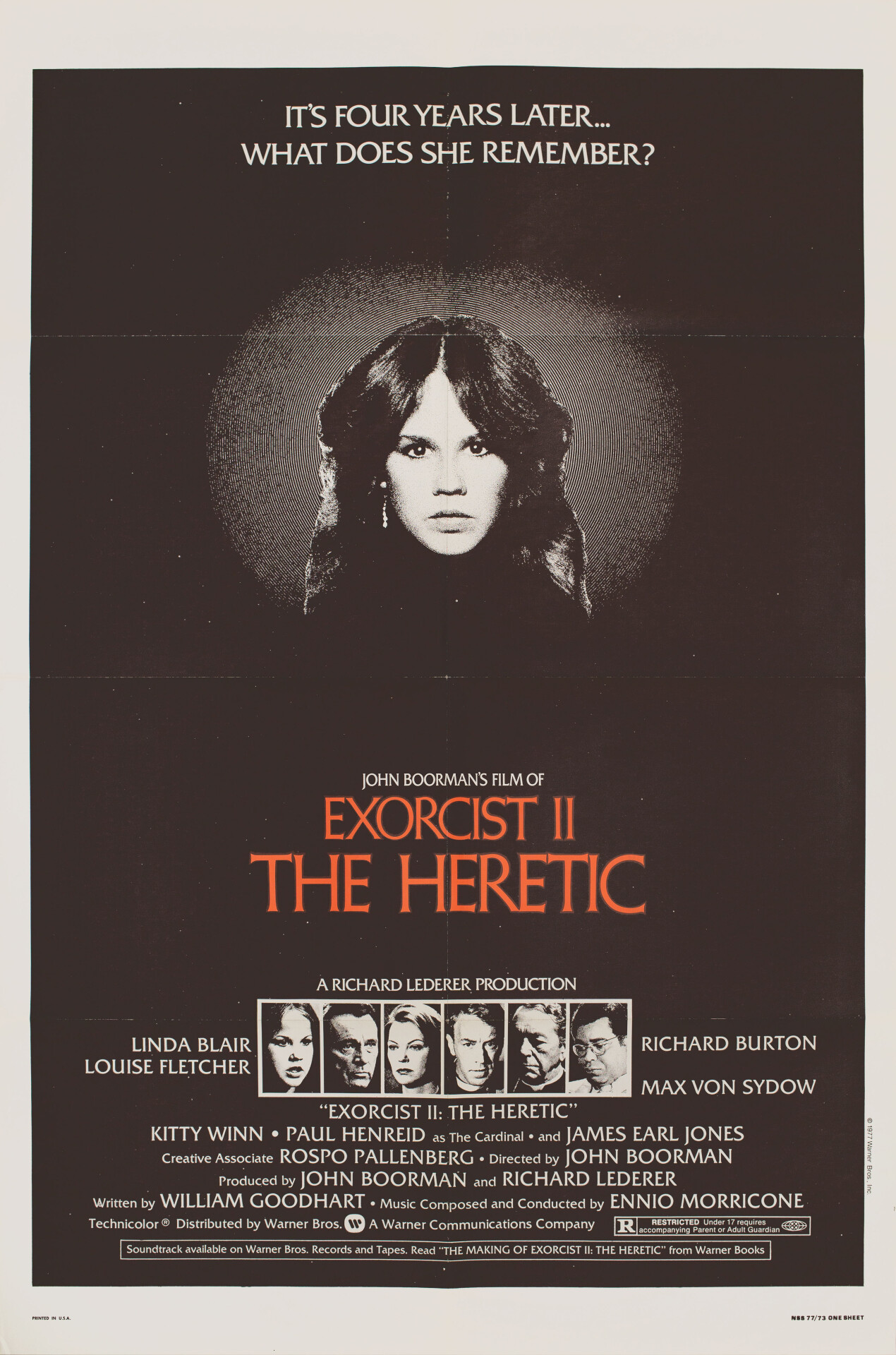 Изгоняющий дьявола II: Еретик (Exorcist II The Heretic, 1977), режиссёр Джон Бурман, американский постер к фильму (ужасы, 1977 год)