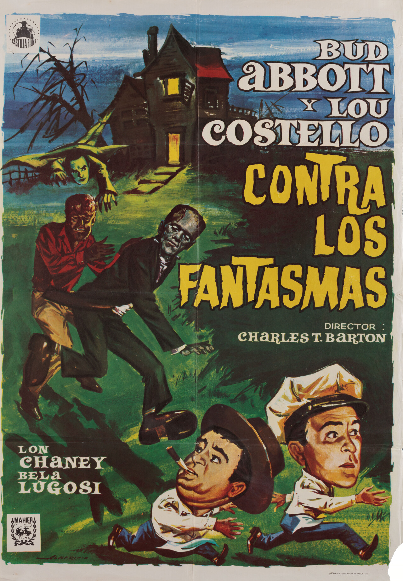 Эбботт и Костелло встречают Франкенштейна (Abbott and Costello Meet Frankenstein, 1948), режиссёр Чарльз Бартон, испанский постер к фильму, автор Фернандо Альберисио (ужасы, 1975 год)