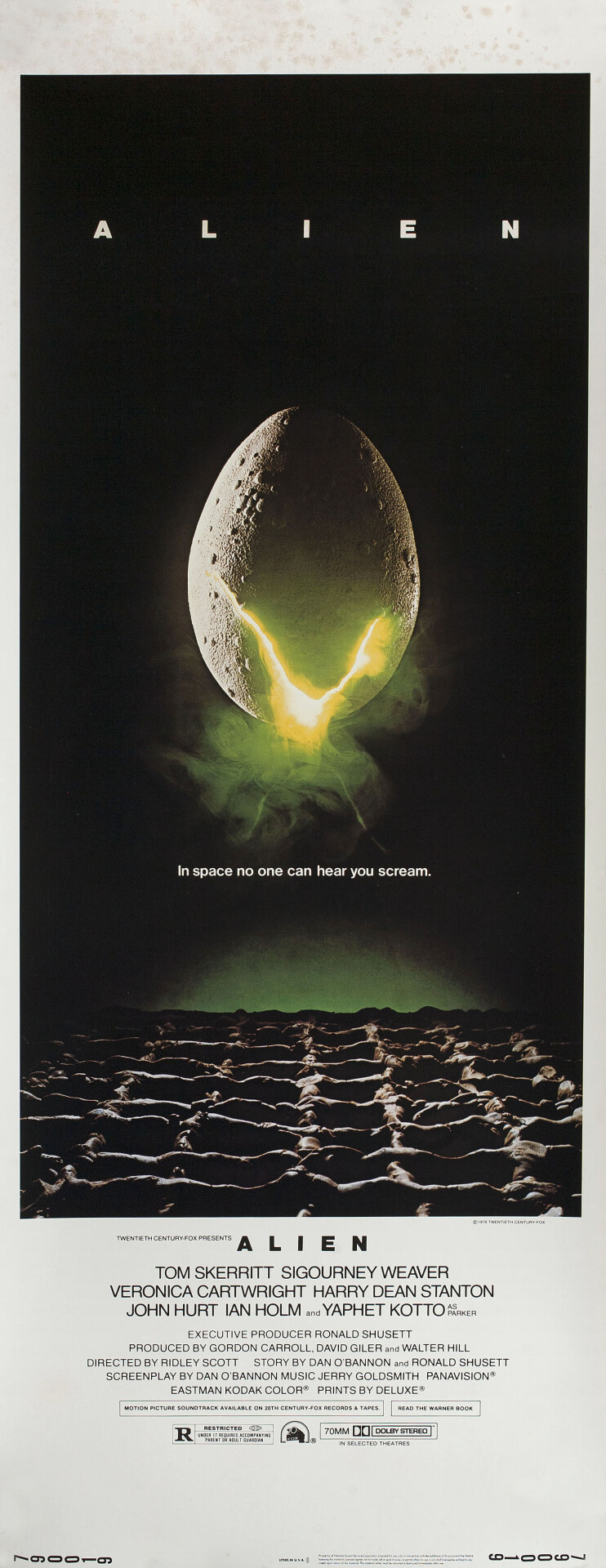 Чужой (Alien, 1979), режиссёр Ридли Скотт, американский постер к фильму (ужасы, 1979 год) (1)