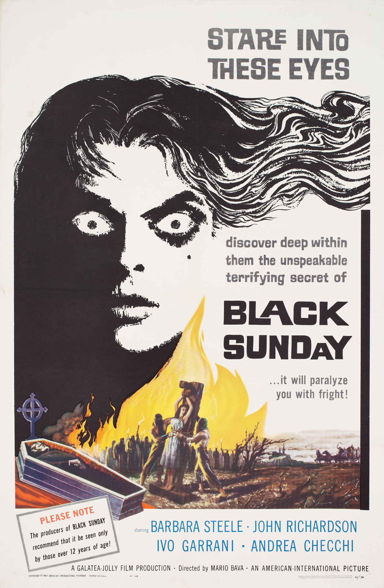 Маска Сатаны (Black Sunday, 1960), режиссёр Марио Бава, американский постер к фильму (ужасы, 1961 год)