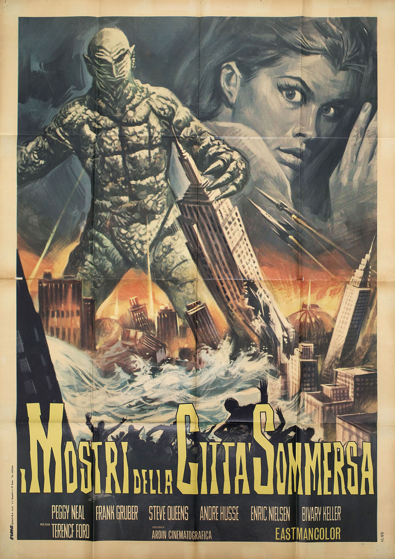 Ужас на морском дне (The Terror Beneath the Sea, 1966), режиссёр Хадзимэ Сато, итальянский постер к фильму (монстры, 1966 год)