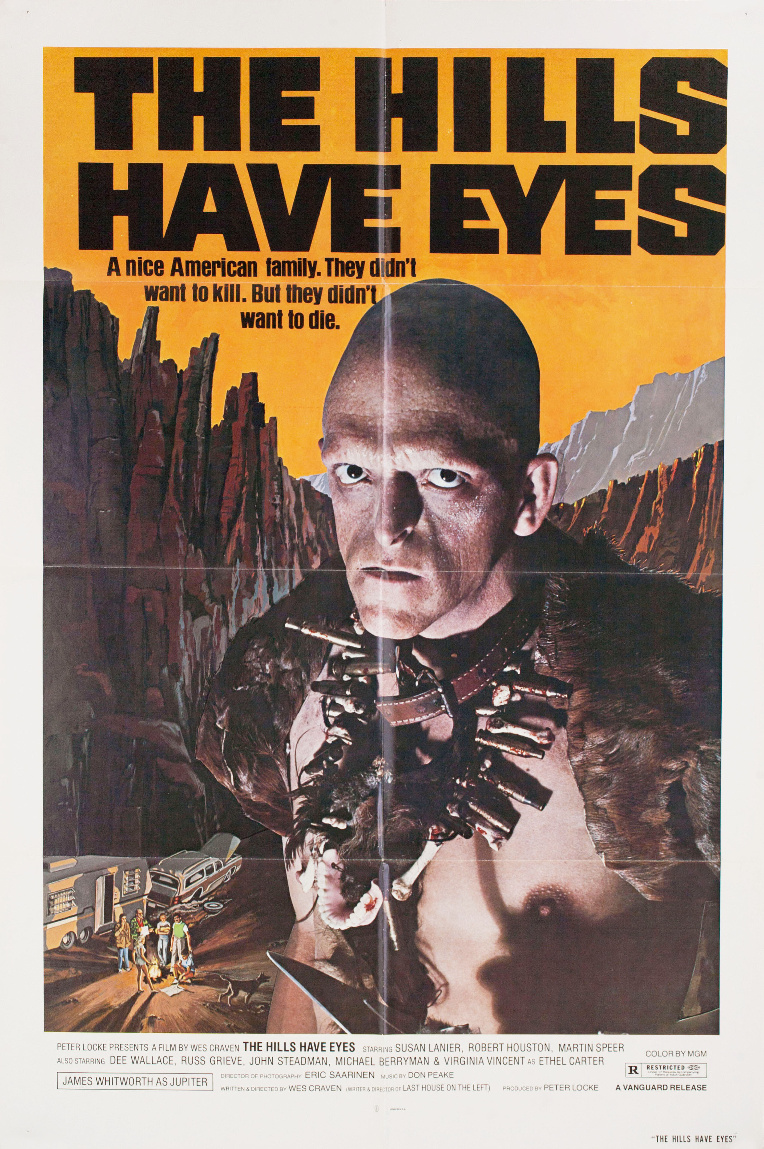 У холмов есть глаза (The Hills Have Eyes, 1977), режиссёр Уэс Крэйвен, американский постер к фильму (ужасы, 1977 год)
