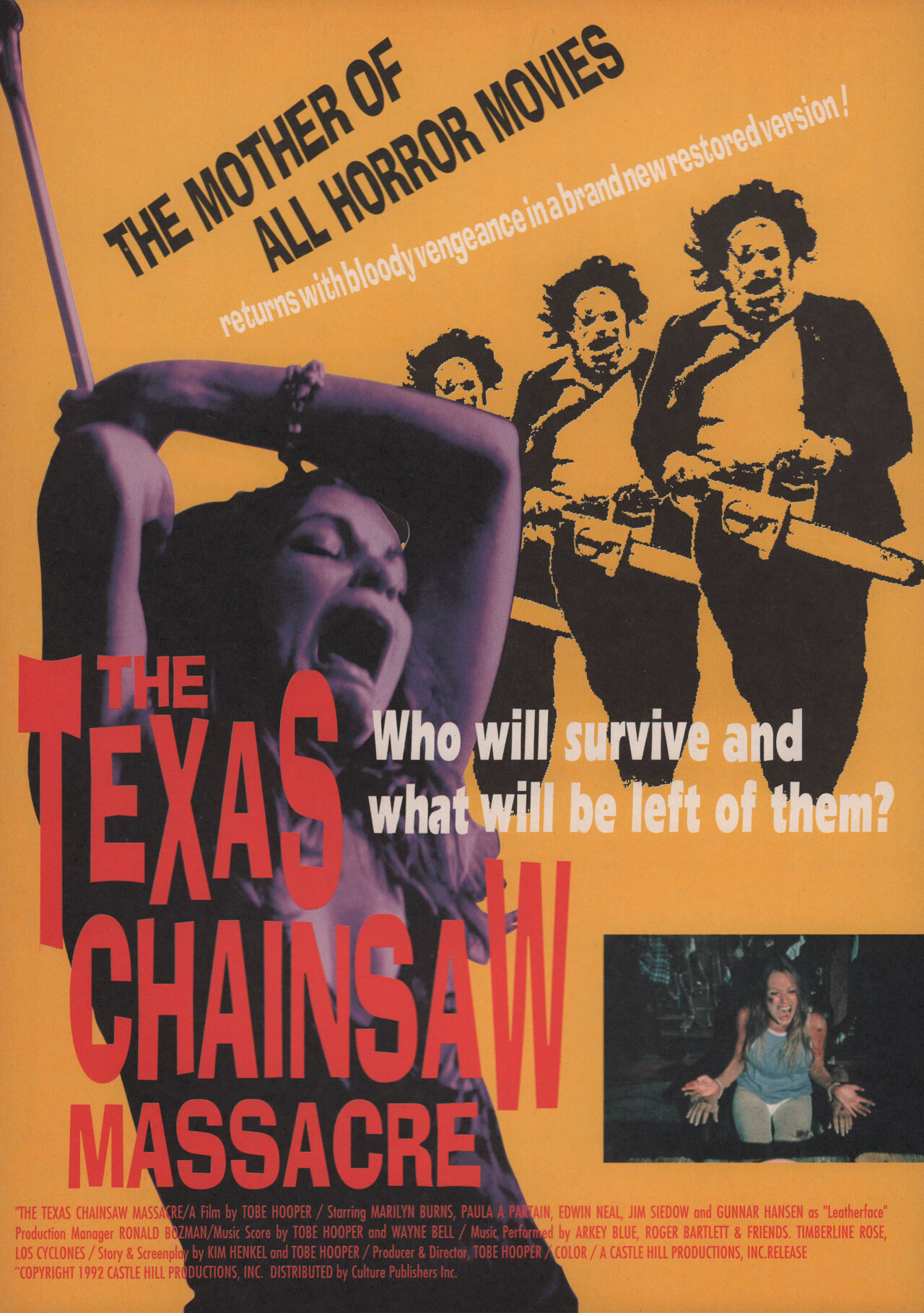 Техасская резня бензопилой (The Texas Chainsaw Massacre, 1974), режиссёр Тоуб Хупер, японский постер к фильму (ужасы, 1992 год)