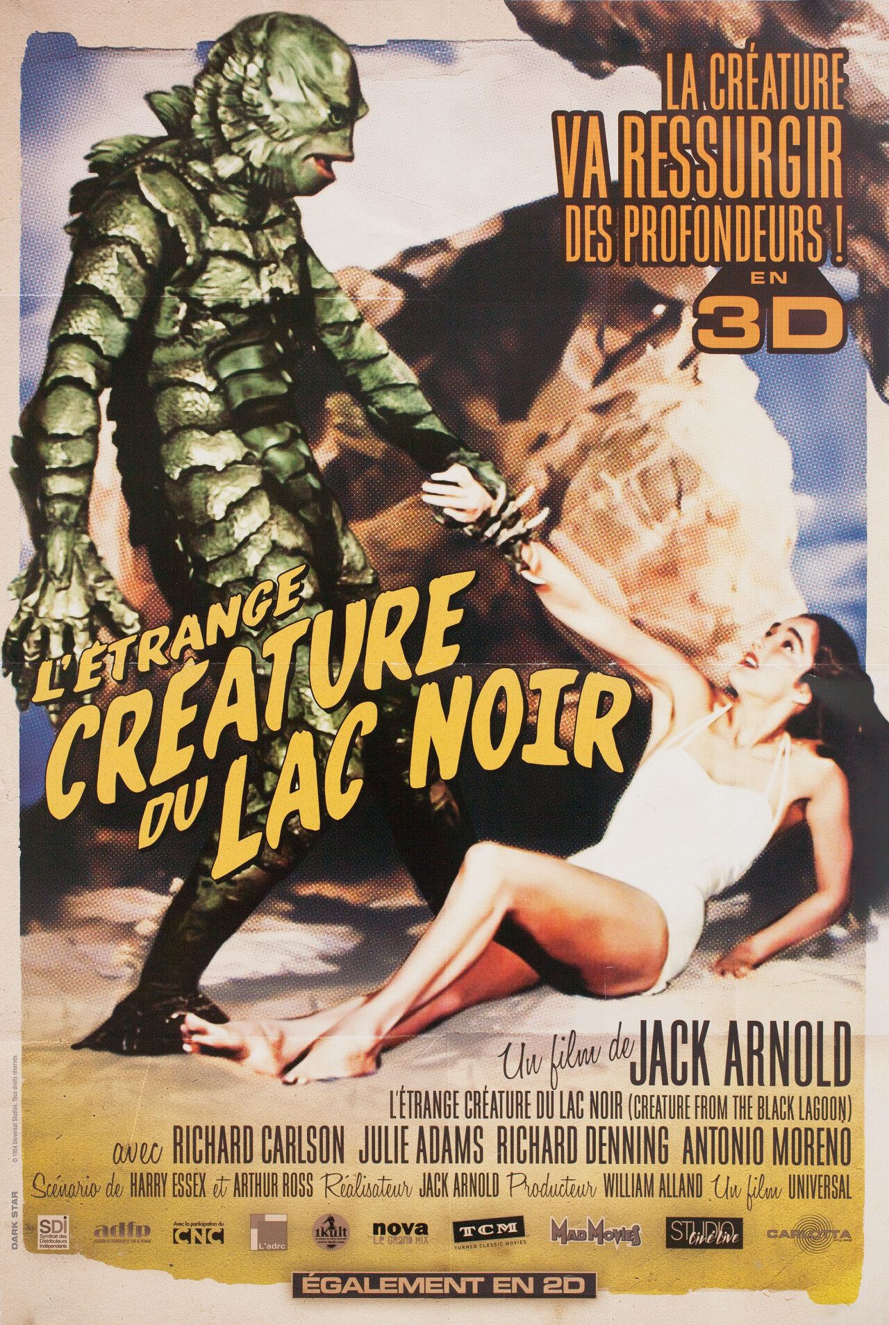 Тварь из Чёрной лагуны (Creature from the Black Lagoon, 1954), режиссёр Джек Арнольд, французский постер к фильму (ужасы)