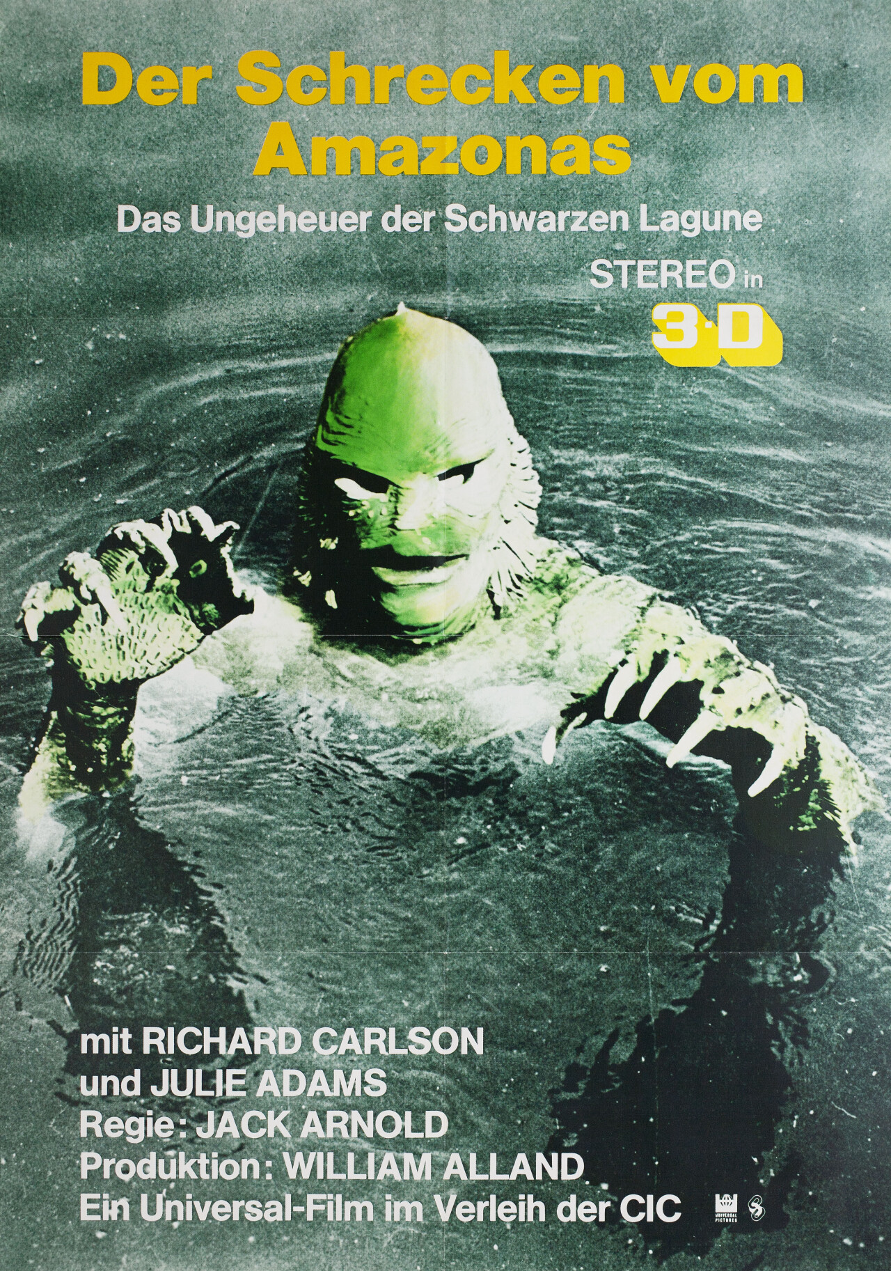 Тварь из Чёрной лагуны (Creature from the Black Lagoon, 1954), режиссёр Джек Арнольд, немецкий (ФРГ) постер к фильму (монстры, 1970 год)