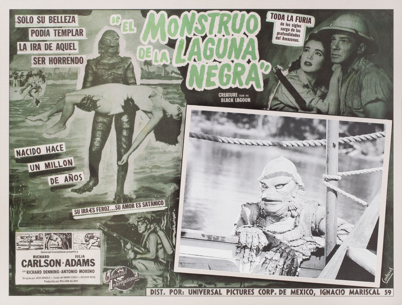 Тварь из Чёрной лагуны (Creature from the Black Lagoon, 1954), режиссёр Джек Арнольд, мексиканский постер к фильму (ужасы, 1990 год) (2)