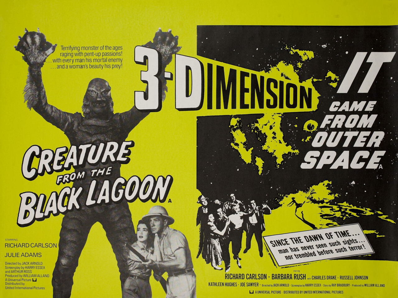 Тварь из Чёрной лагуны (Creature from the Black Lagoon, 1954), режиссёр Джек Арнольд, британский постер к фильму (монстры, 1972 год)