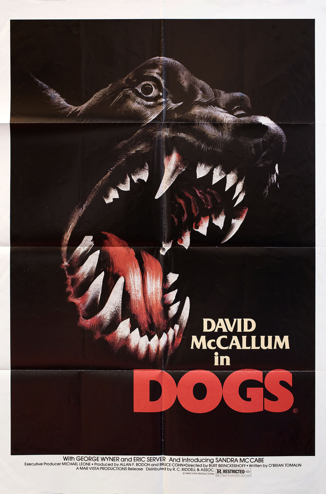 Псы (Dogs, 1976), режиссёр Берт Бринкерхофф, американский постер к фильму (ужасы, 1976 год)