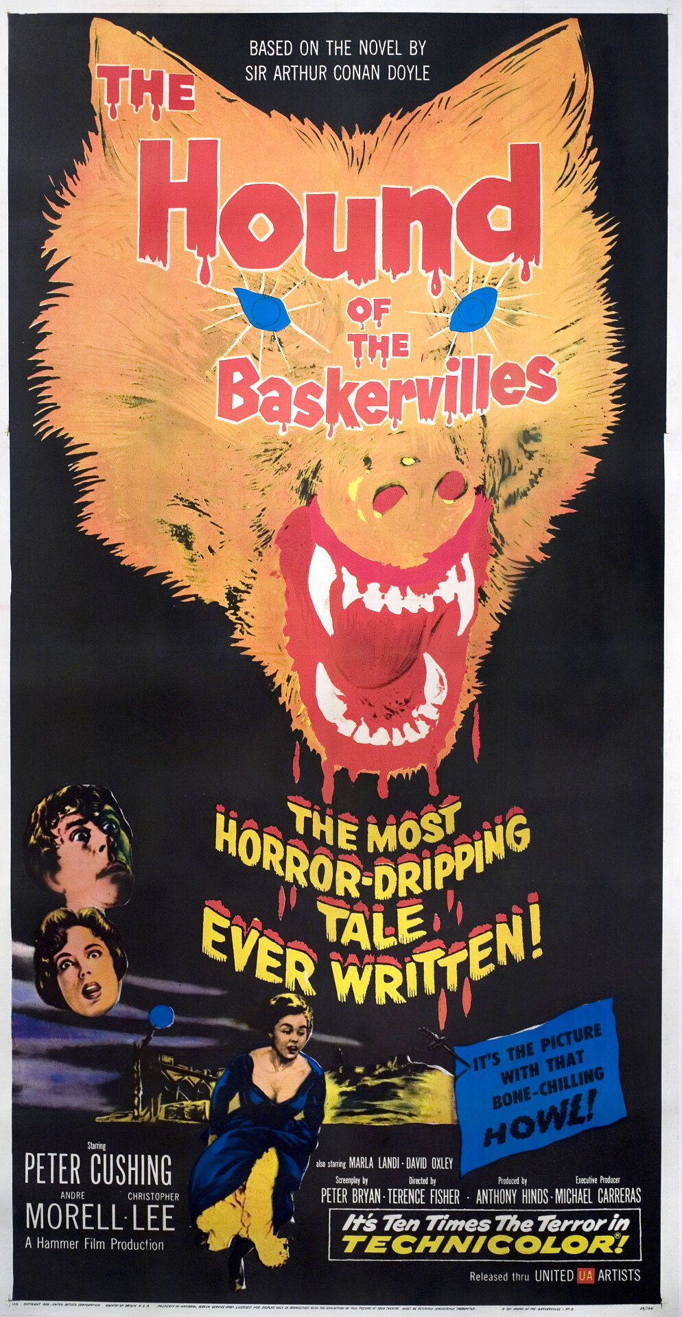 Собака Баскервилей (The Hound of the Baskervilles, 1959), режиссёр Теренс Фишер, американский постер к фильму (Hummer horror, 1959 год) (1)
