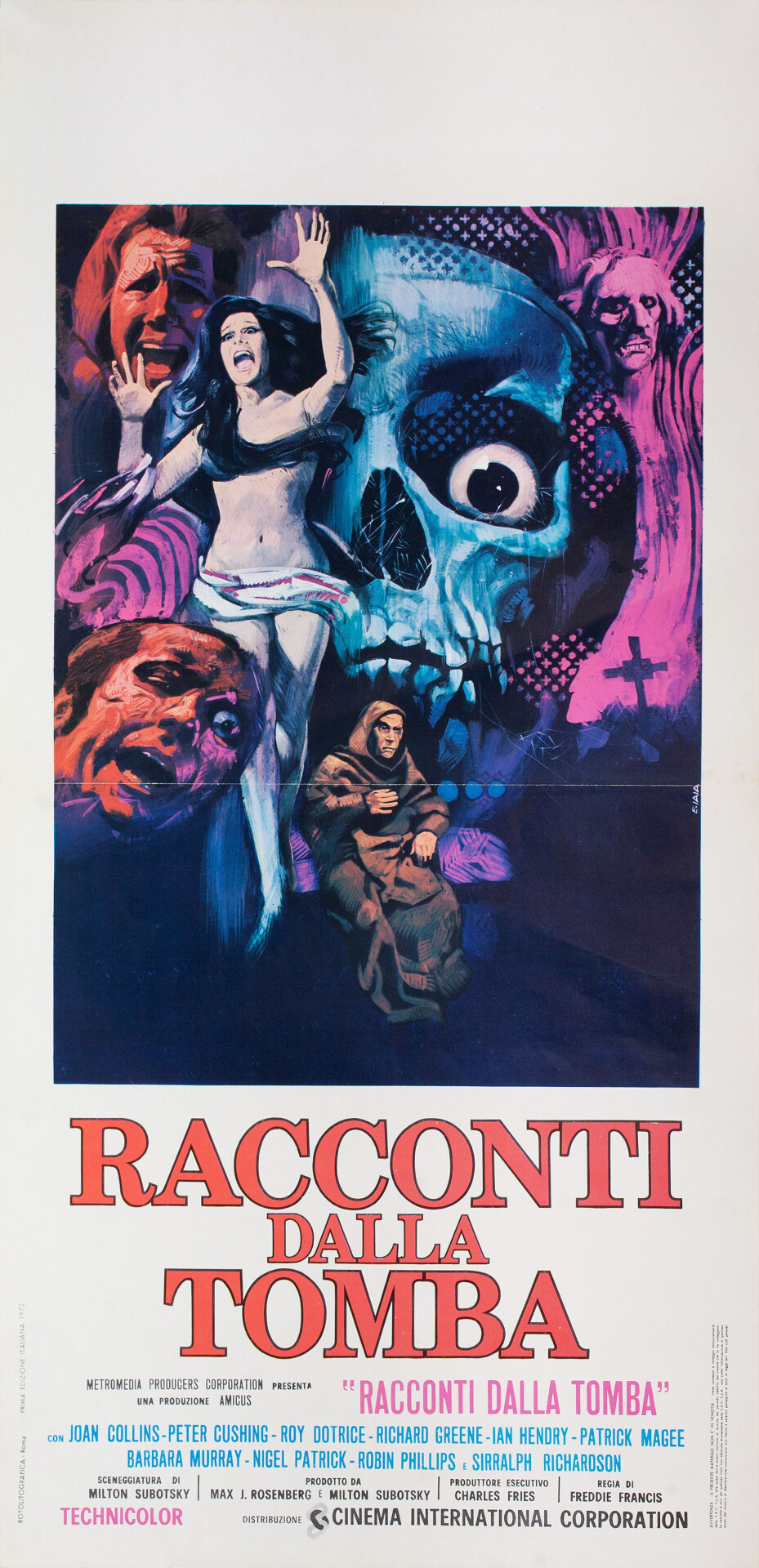 Байки из склепа (Tales from the Crypt, 1972), режиссёр Фредди Фрэнсис, итальянский постер к фильму, автор Пьеро Эрманно Иайя (ужасы, 1972 год)