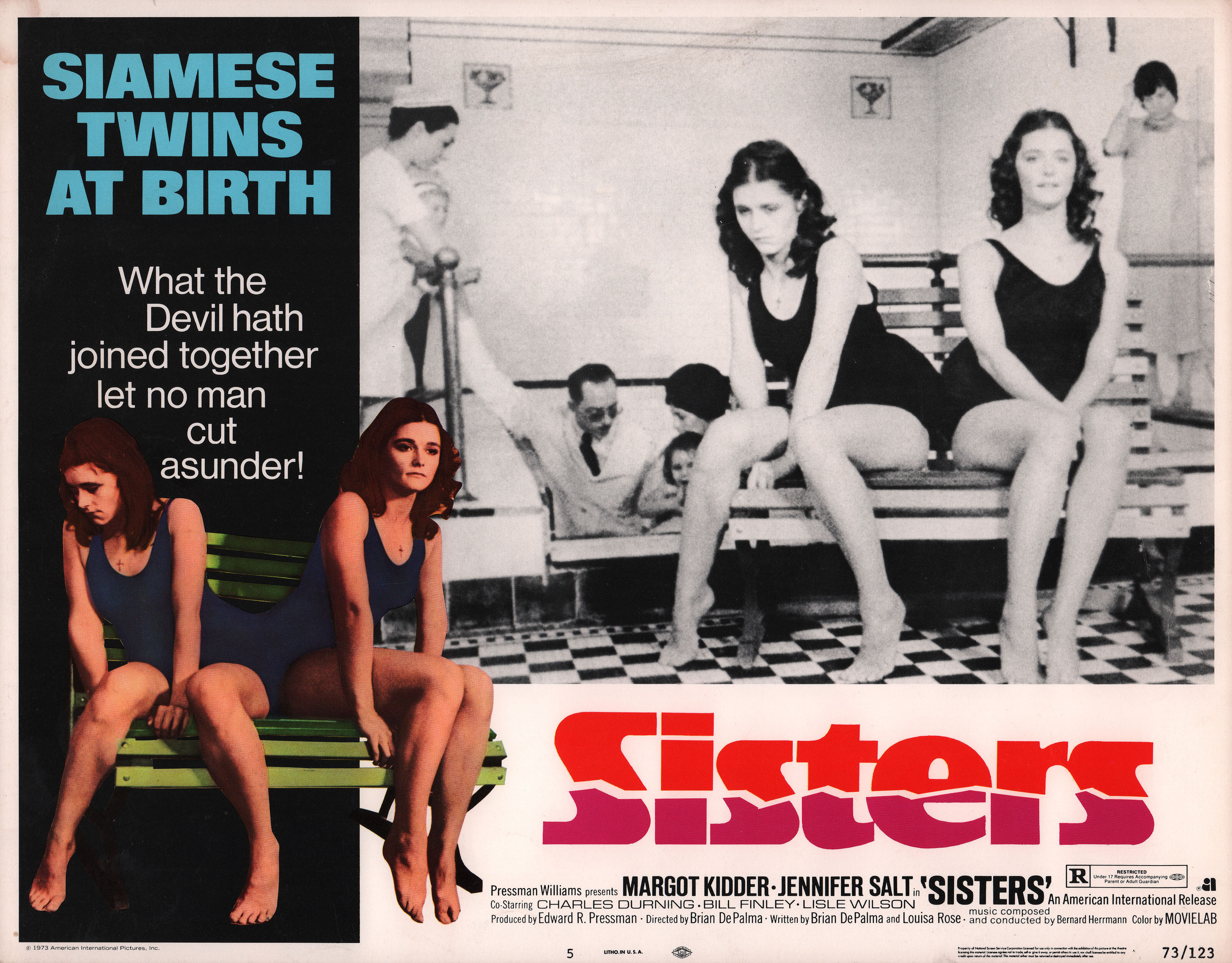 Сёстры (Sisters, 1973), режиссёр Брайан Де Пальма, американский постер к фильму (ужасы, 1973 год)