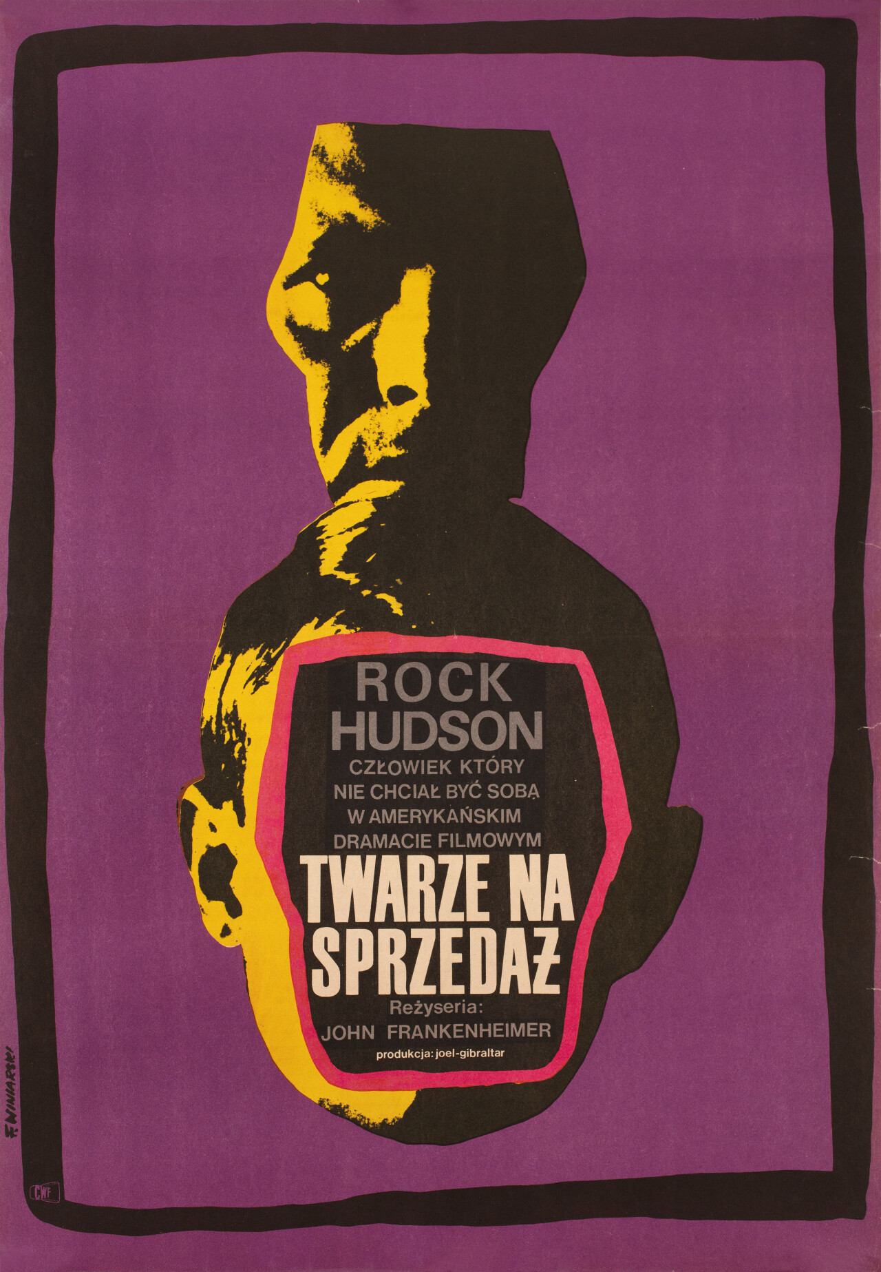 Второй раз (Seconds, 1966), режиссёр Джон Франкенхаймер, польский постер к фильму, автор Францишек Винярский (ужасы, 1967 год)