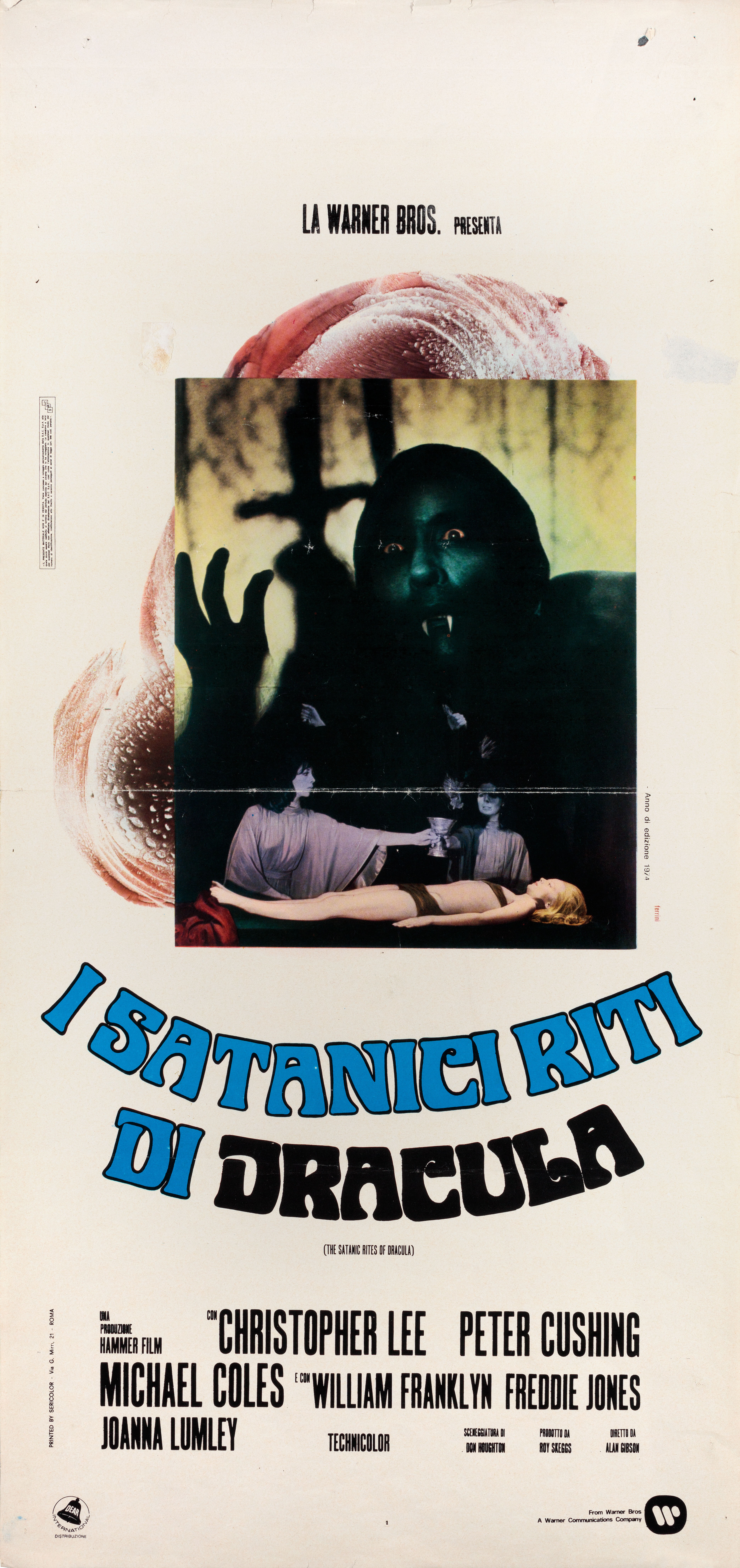 Сатанинские обряды Дракулы (The Satanic Rites of Dracula, 1973), режиссёр Алан Гибсон, итальянский постер к фильму (ужасы, 1974 год)