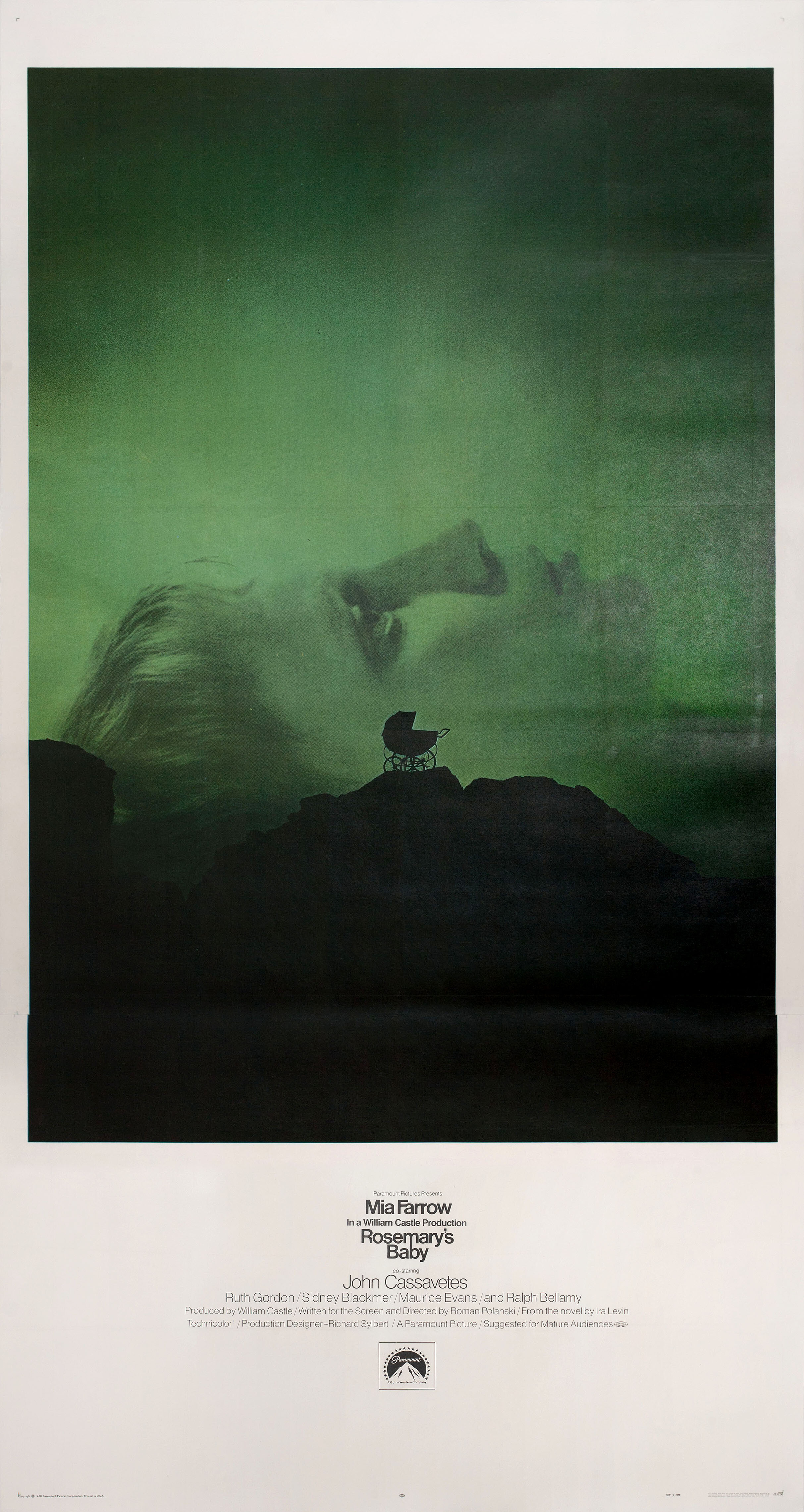 Ребенок Розмари (Rosemarys Baby, 1968), режиссёр Роман Полански, американский постер к фильму, автор Стив Франкфурт, Филип Гипс (ужасы, 1968 год)