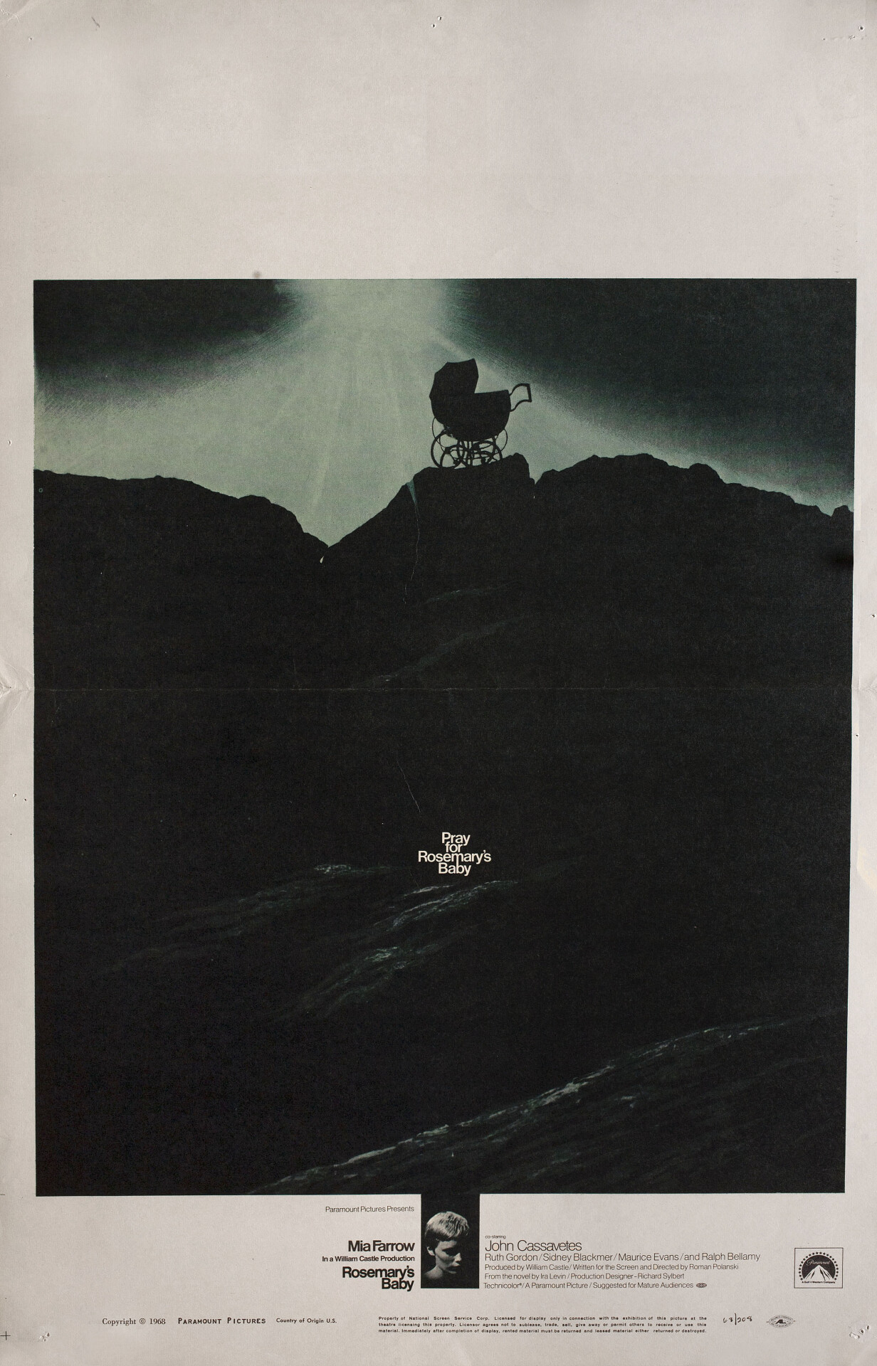 Ребенок Розмари (Rosemarys Baby, 1968), режиссёр Роман Полански, американский постер к фильму (ужасы, 1968 год) (2)