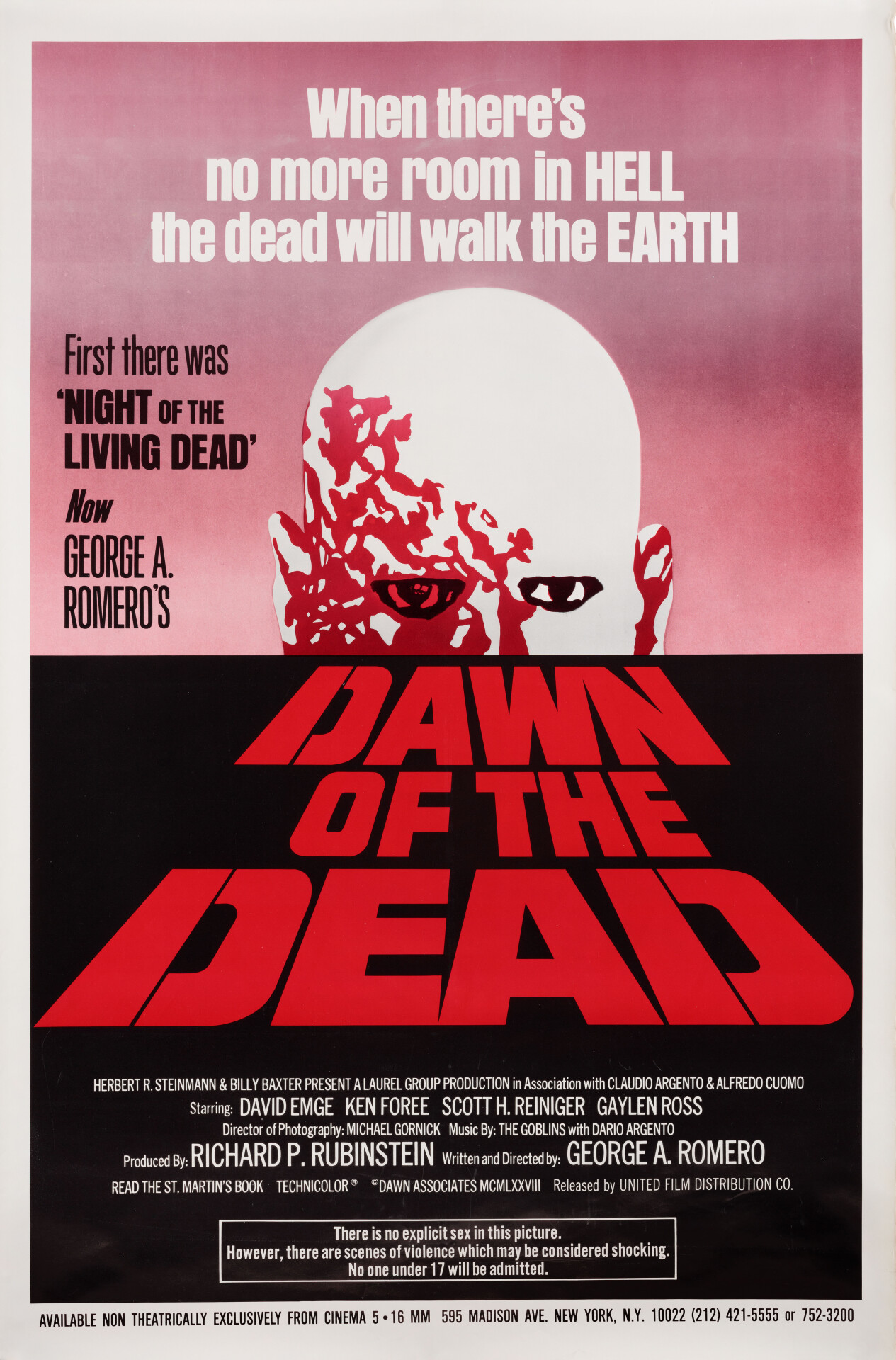 Рассвет мертвецов (Dawn of the Dead, 1978), режиссёр Джордж А. Ромеро, американский постер к фильму (зомби, 1979 год)