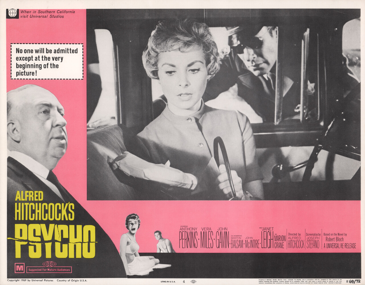 Психо (Psycho, 1960), режиссёр Альфред Хичкок, американский постер к фильму (ужасы, 1969 год) (3)