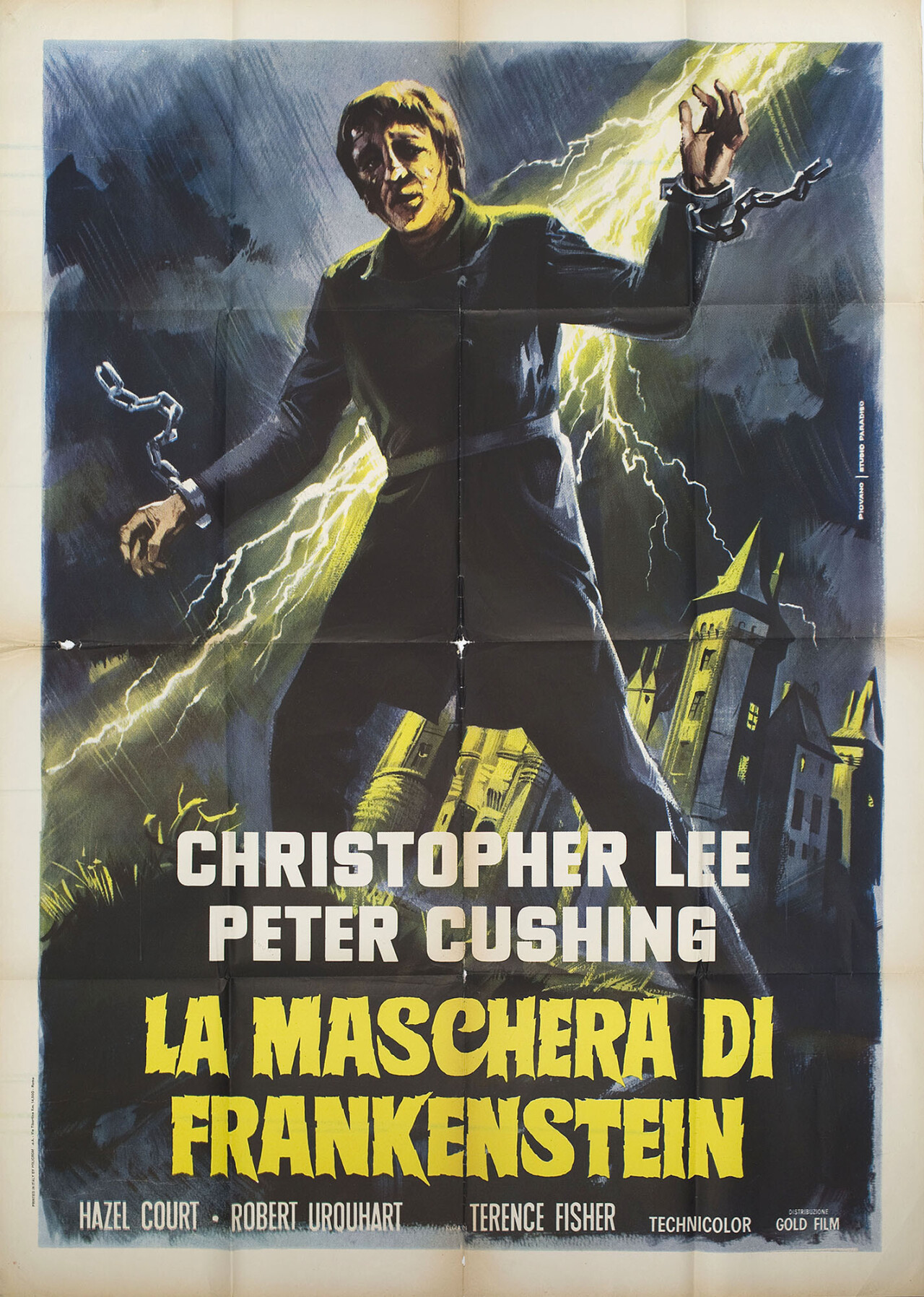 Проклятие Франкенштейна (The Curse of Frankenstein, 1957), режиссёр Теренс Фишер, итальянский постер к фильму, автор Марио Пиовано (ужасы, 1960 год)