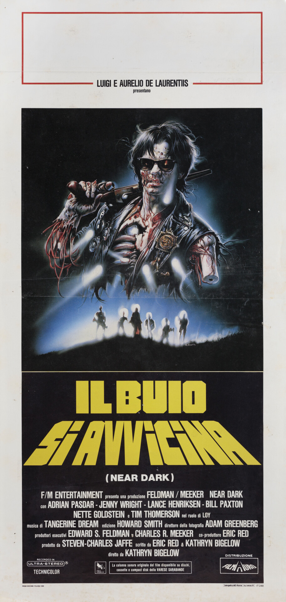 Почти стемнело (Near Dark, 1987), режиссёр Кэтрин Бигелоу, итальянский постер к фильму, автор Энцо Скиотти (ужасы, 1988 год)