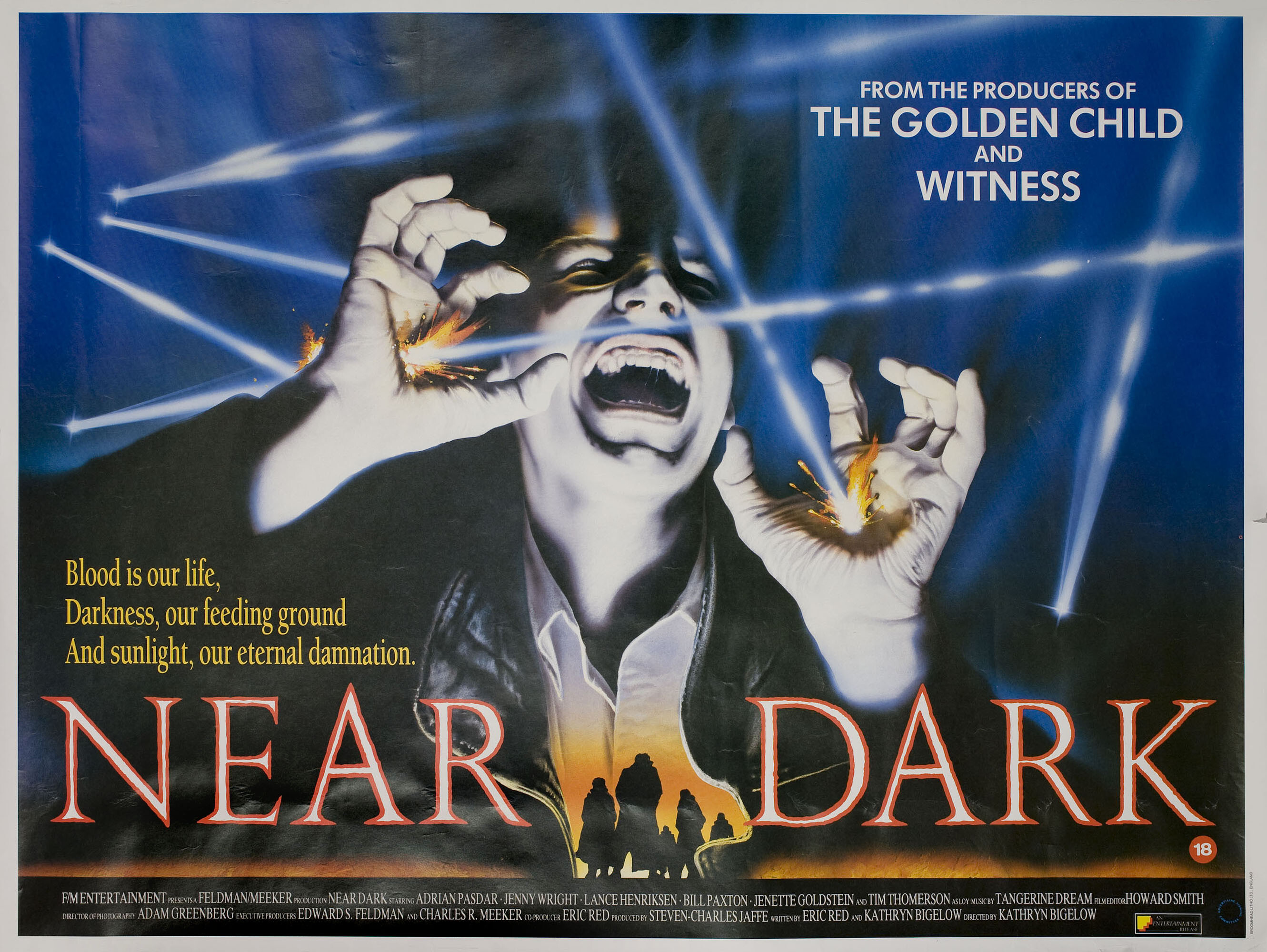 Почти стемнело (Near Dark, 1987), режиссёр Кэтрин Бигелоу, британский постер к фильму (ужасы, 1987 год)