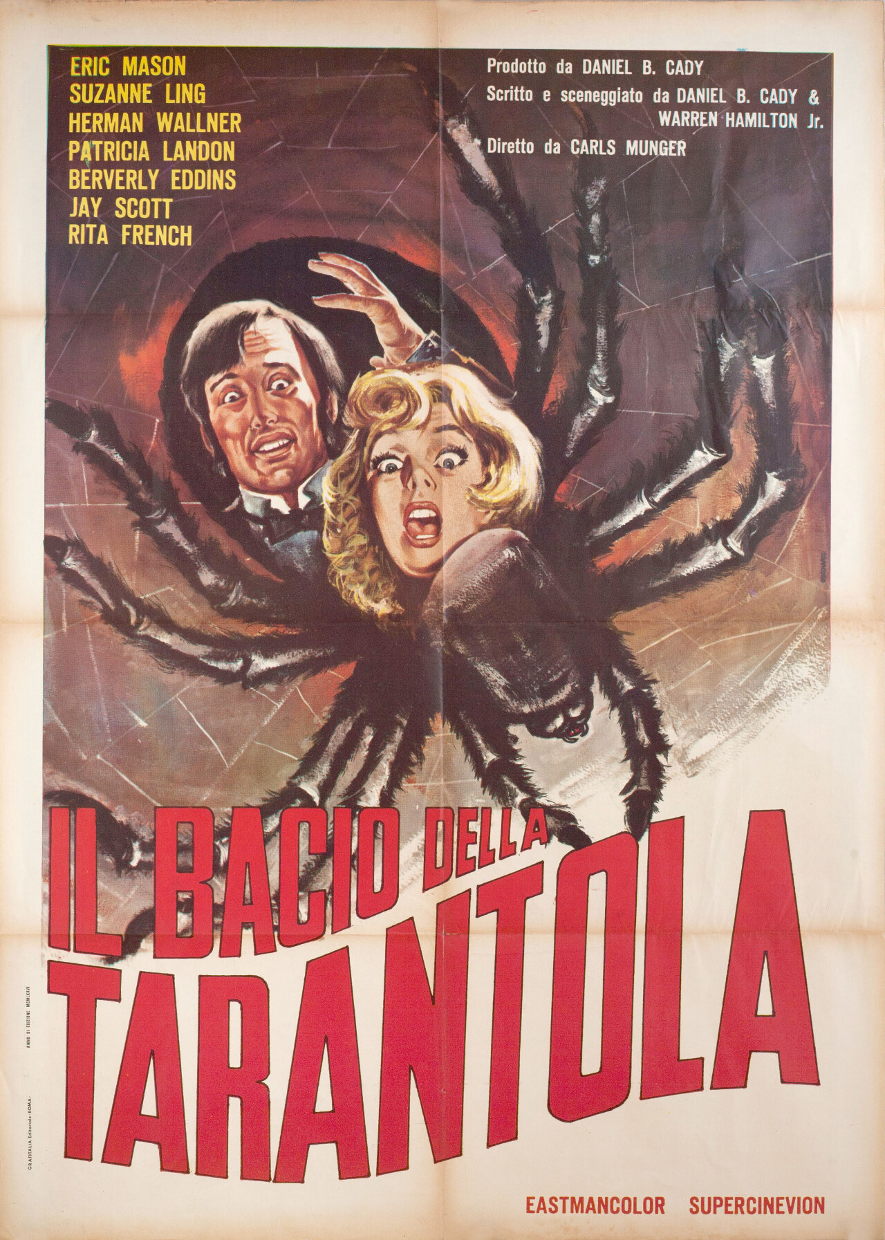 Поцелуй тарантула (Kiss of the Tarantula, 1976), режиссёр Крис Мангер, итальянский постер к фильму (ужасы, 1976 год)