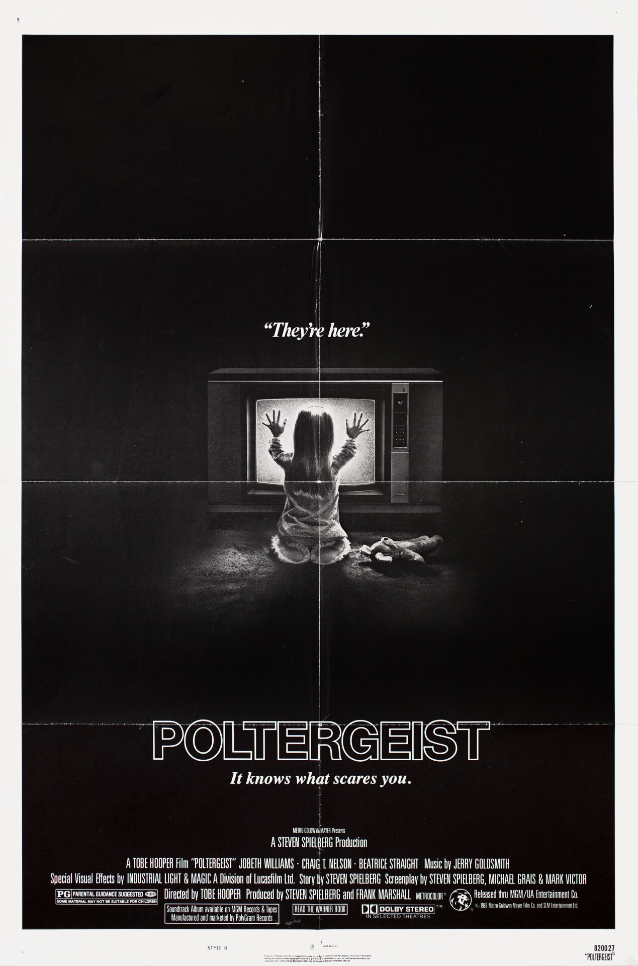 Полтергейст (Poltergeist, 1982), режиссёр Тобе Хупер, американский постер к фильму (ужасы, 1982 год)