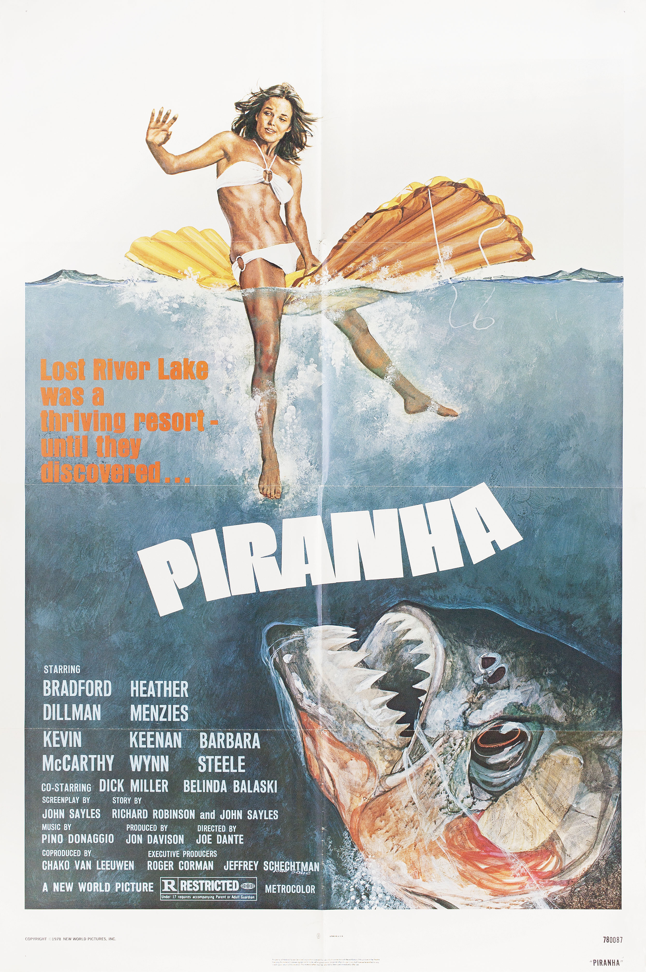 Пираньи (Piranha, 1978), режиссёр Джо Данте, американский постер к фильму, автор Джон Соли (ужасы, 1978 год)