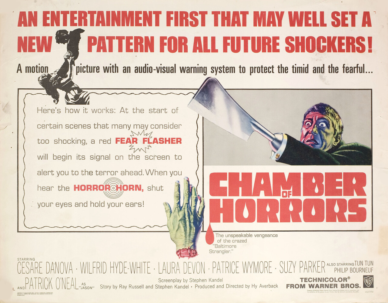 Камера Ужасов (Chamber of Horrors, 1966), режиссёр Хай Авербак, американский постер к фильму (ужасы, 1966 год)