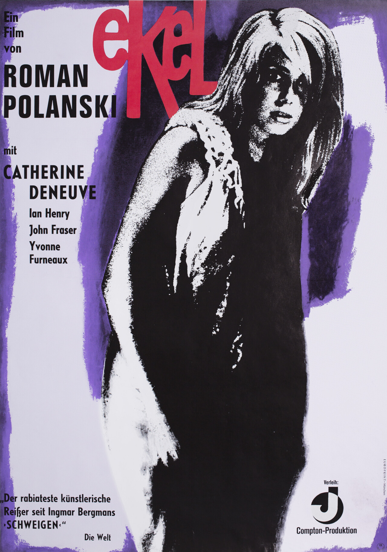 Отвращение (Repulsion, 1965), режиссёр Роман Полански, немецкий (ФРГ) постер к фильму (ужасы, 1975 год)